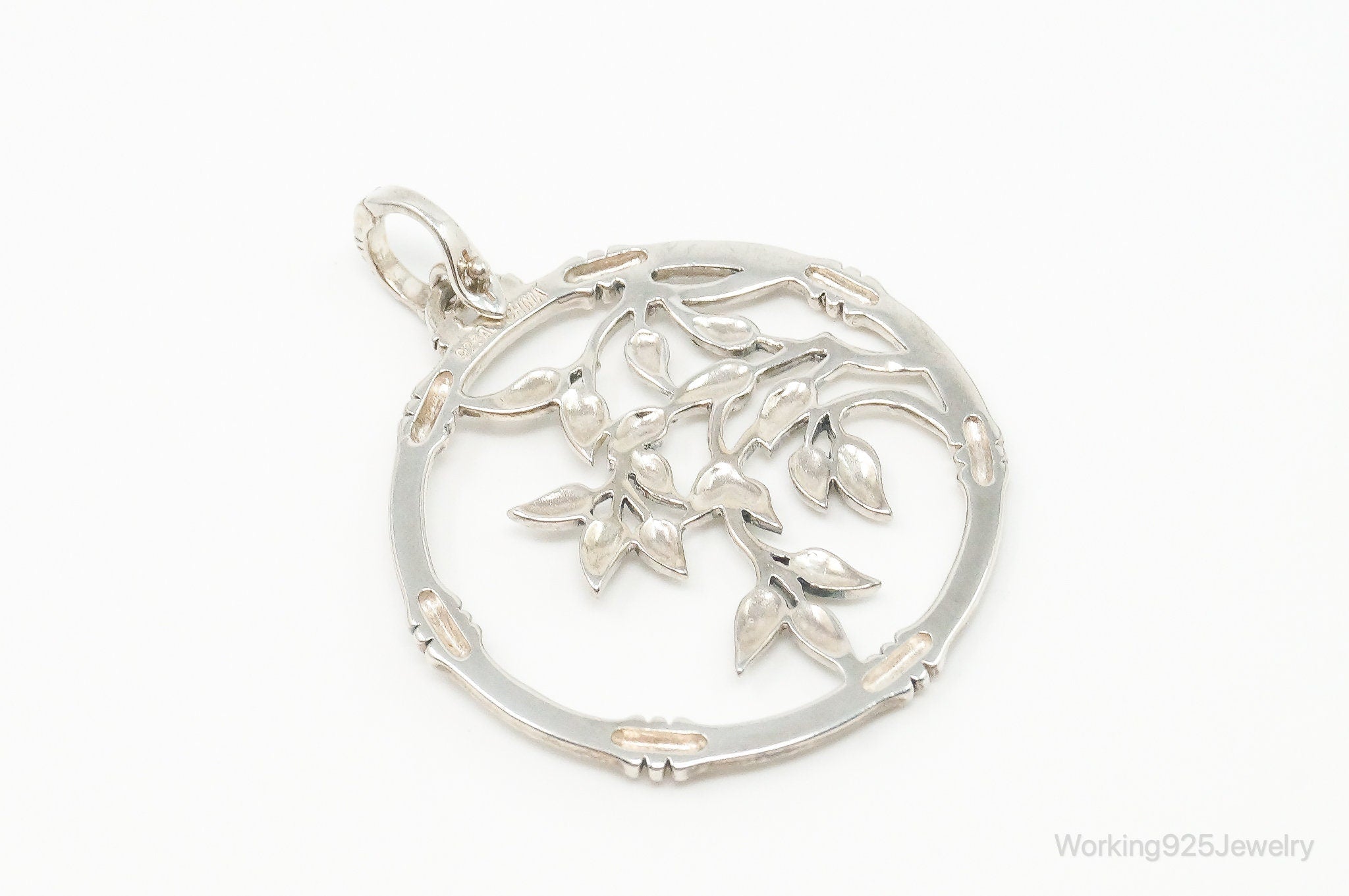 Vintage Large Marcasite Tree Limbs Sterling Silver Necklace Pendant