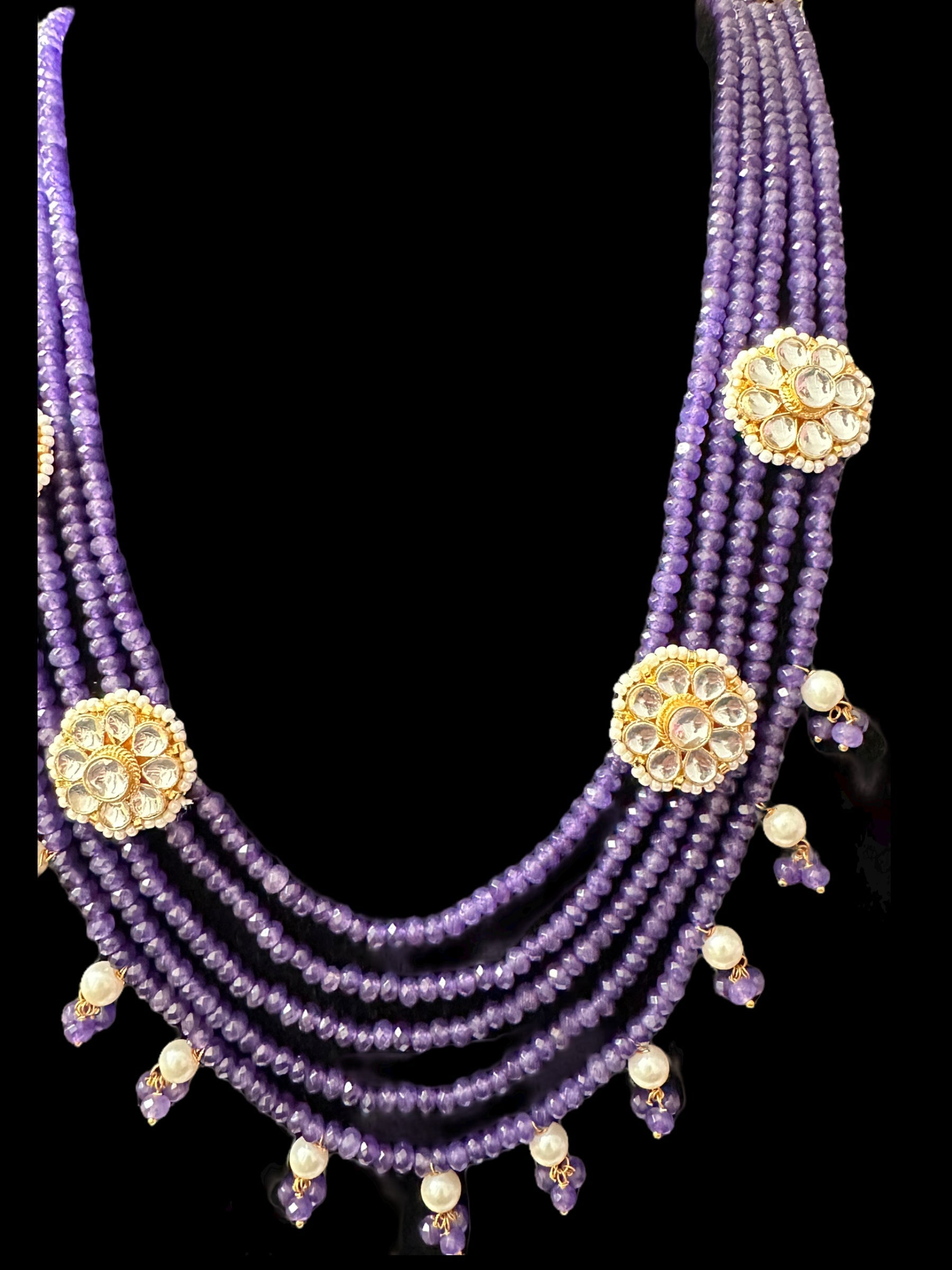 DLN62 pachi kundan necklace in beads ( SHIPS IN 4 WEEKS )