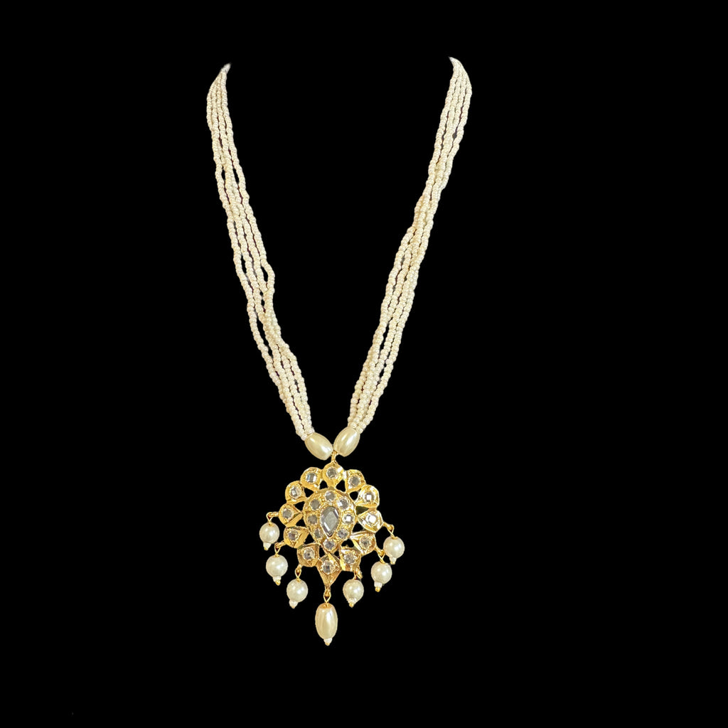 PS226 gold plated pendant set in pearls ( SHIPS IN 4 WEEKS )
