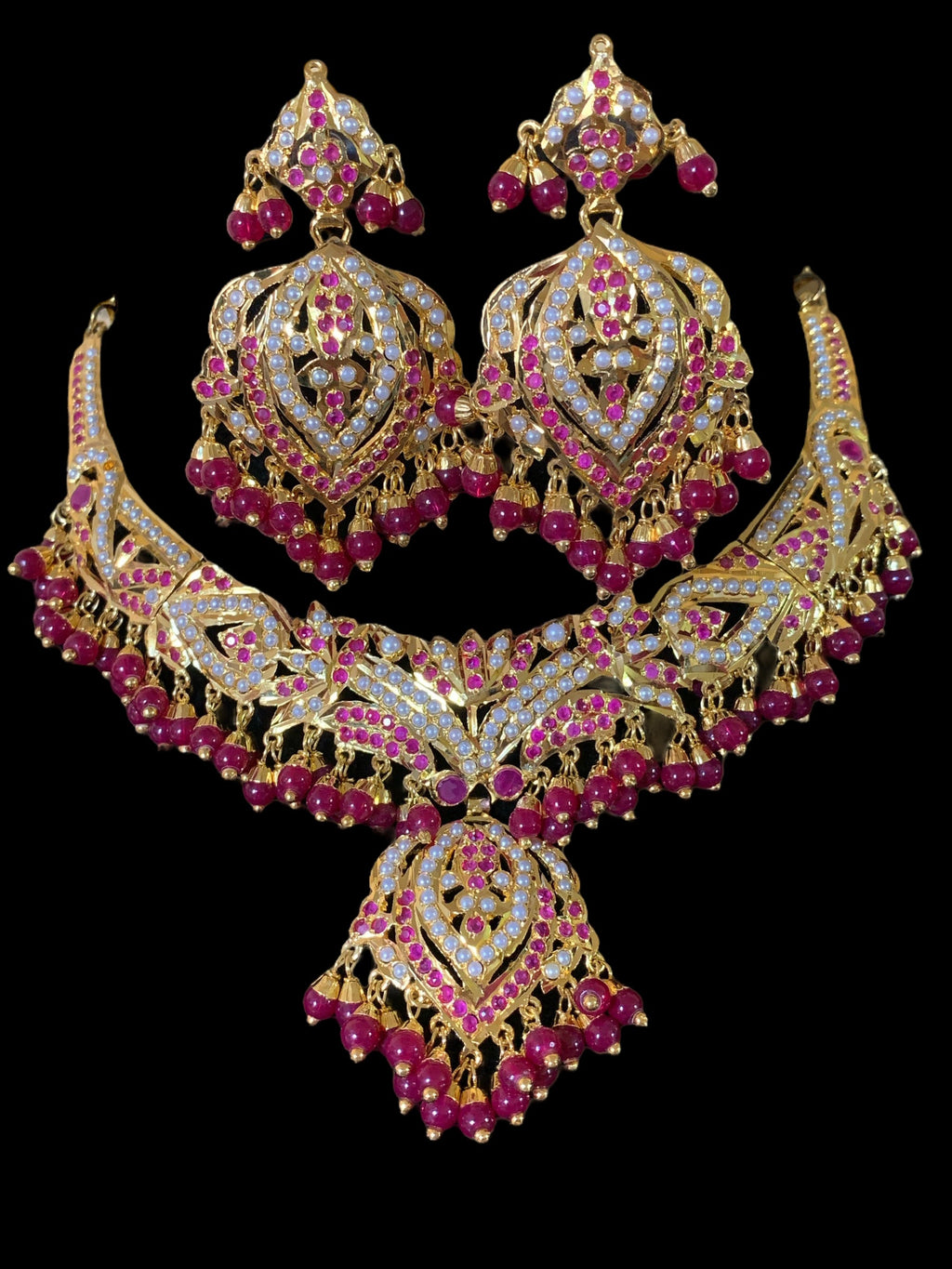 NS59 Taseen necklace set ( rubies ) (READY TO SHIP )