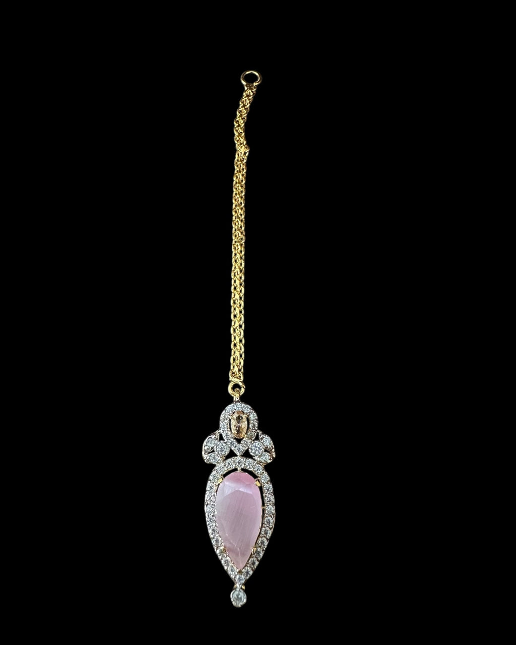BR462  Anmol necklace set in pink( rose quartz ), Cats eye and pearls ( SHIPS IN 4 WEEKS )