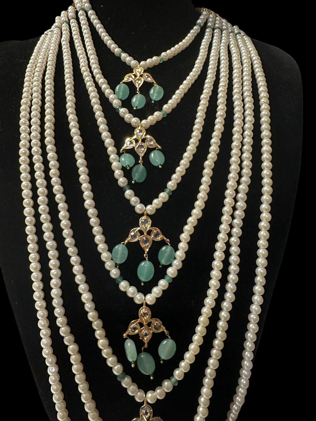 SAT99 Insia satlada with jhumka in light green beads ( READY TO SHIP  )