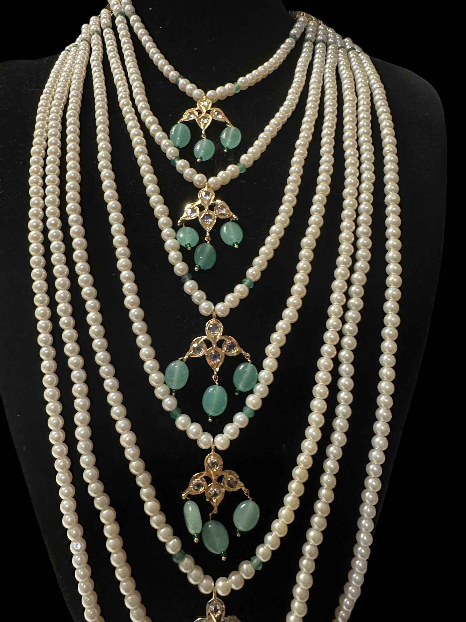 SAT99 Insia satlada with jhumka in light green beads ( READY TO SHIP  )