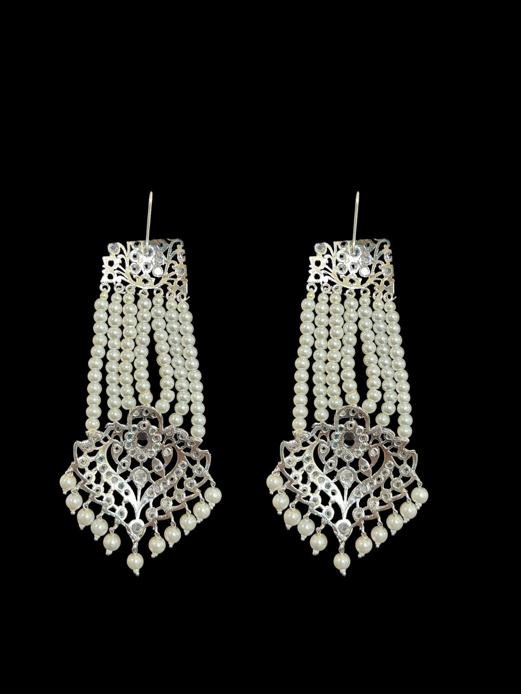 DER537 Ekta Hyderabadi jhoomar earrings - silver plated   ( READY TO SHIP )