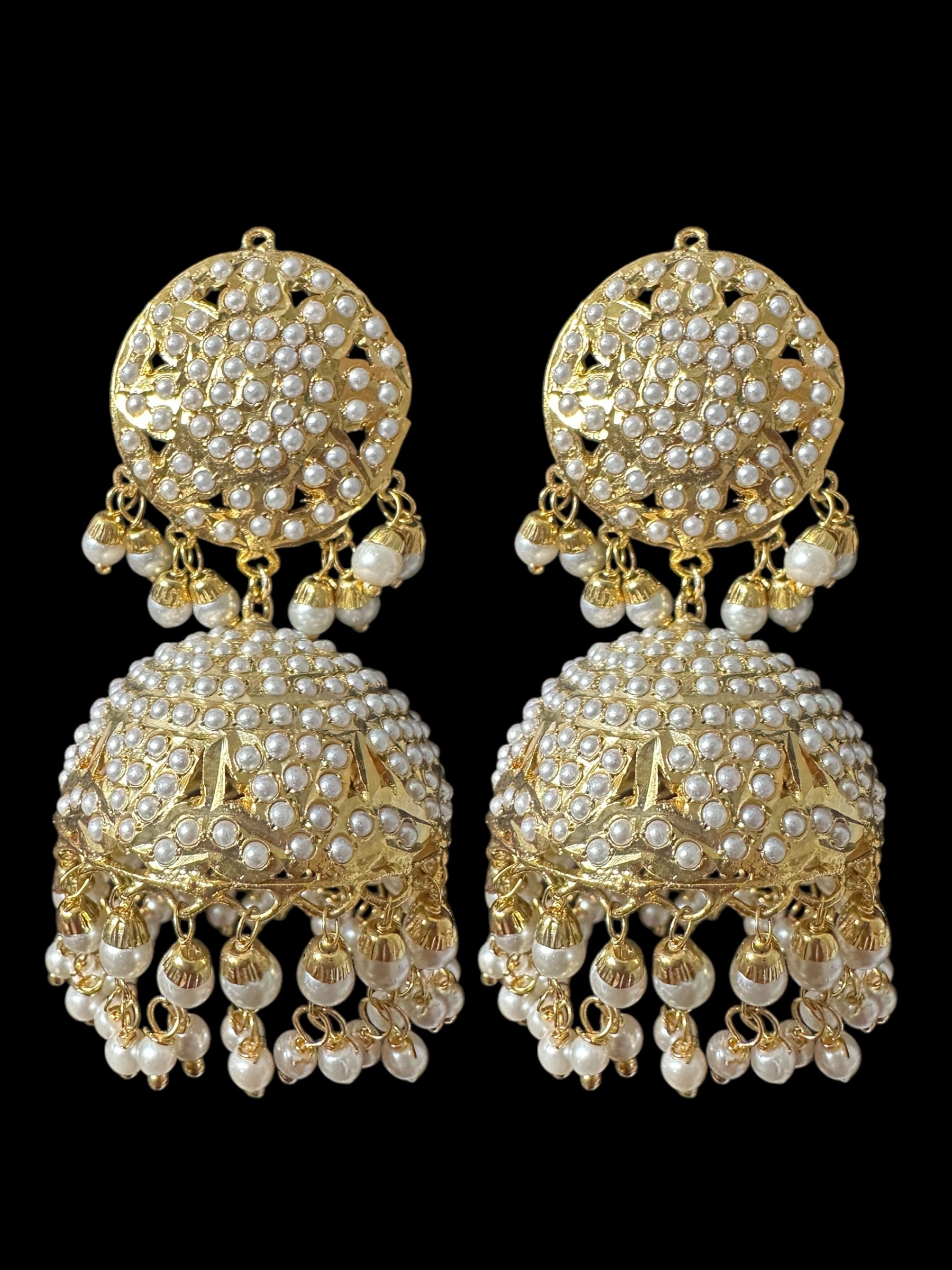 DER795 Jadau jhumka in pearls ( SHIPS IN 3 WEEKS )