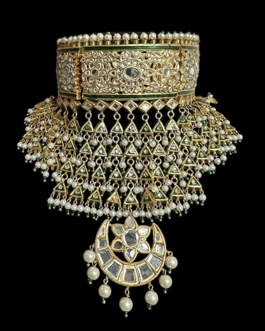 C546 Gold plated kundan Aad choker with earrings ( READY TO SHIP )