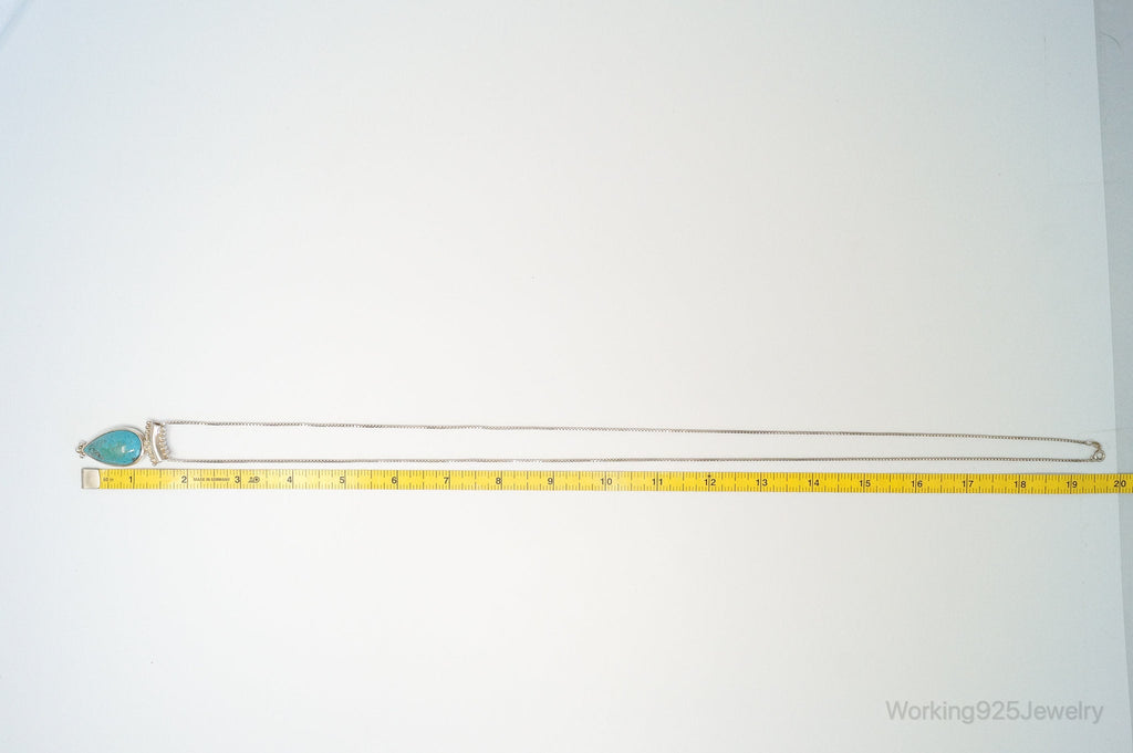 Designer Whitney Kelly WK Large Turquoise Sterling Silver Necklace