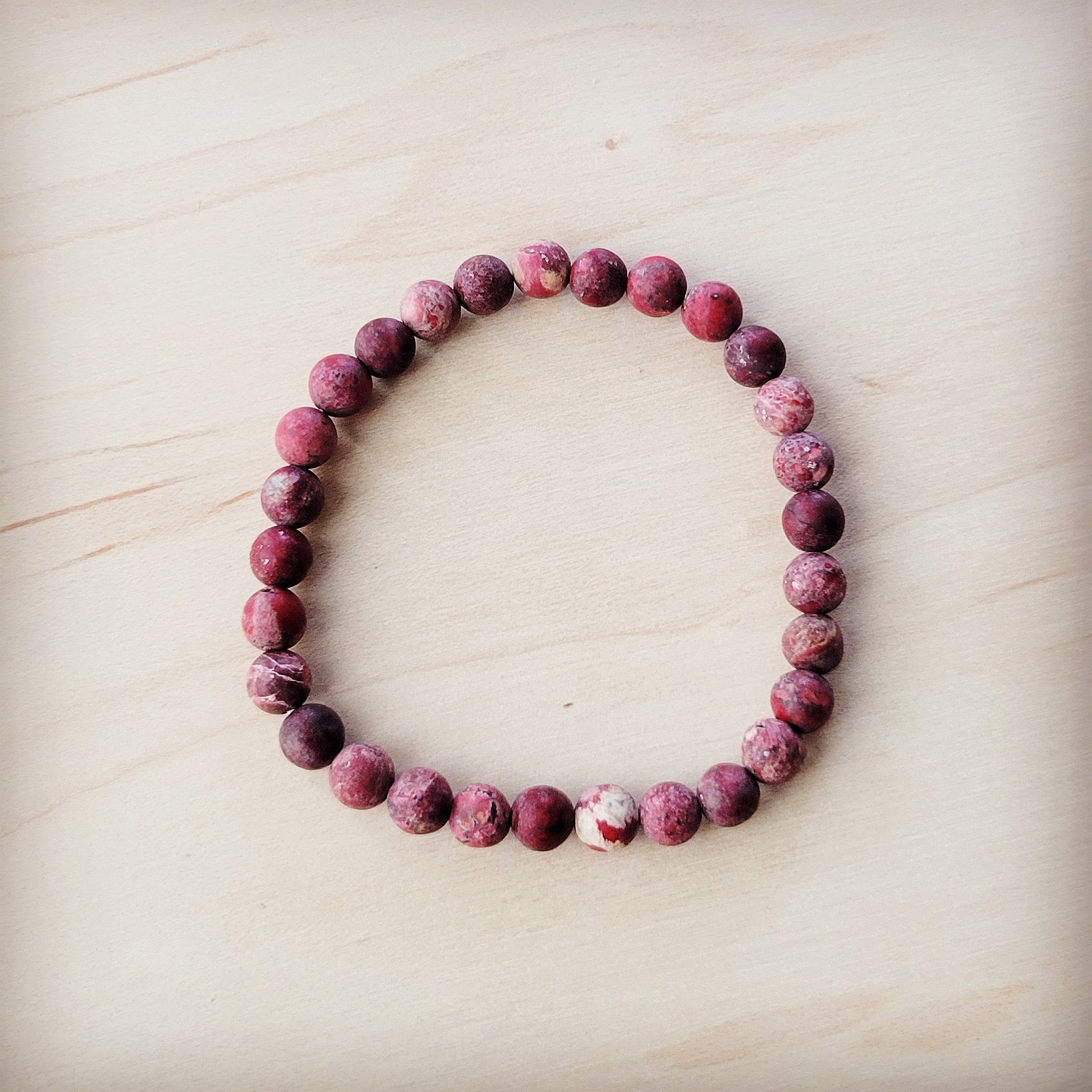 **Pink Agate Beaded Stretch Bracelet 810y