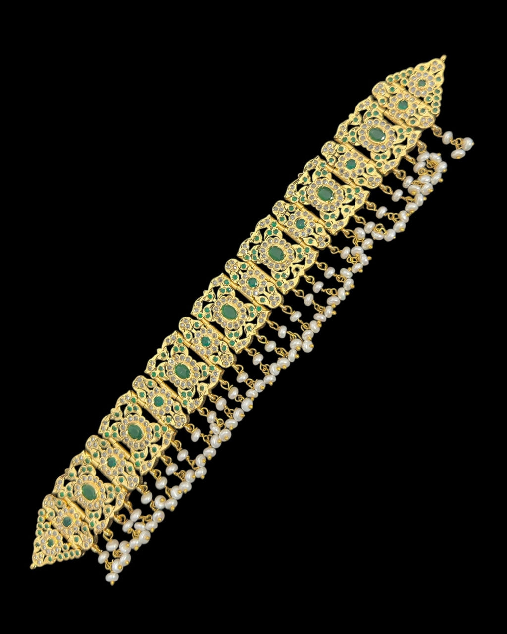 C544  Nishat fresh water pearl choker with earrings - Green ( READY TO SHIP )