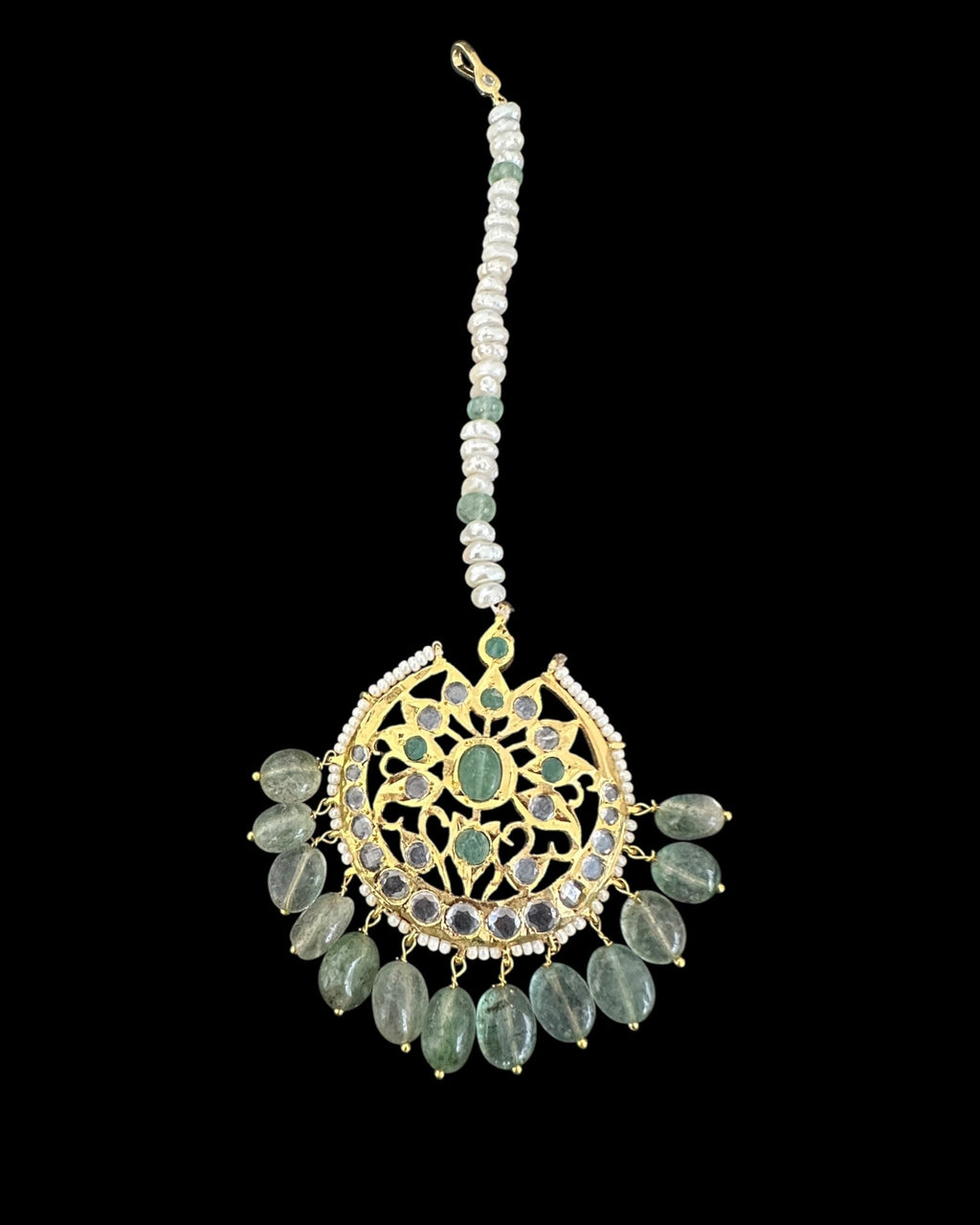 BR498 Insia bridal jadavi lacha satlada set in emeralds , ( READY TO SHIP )