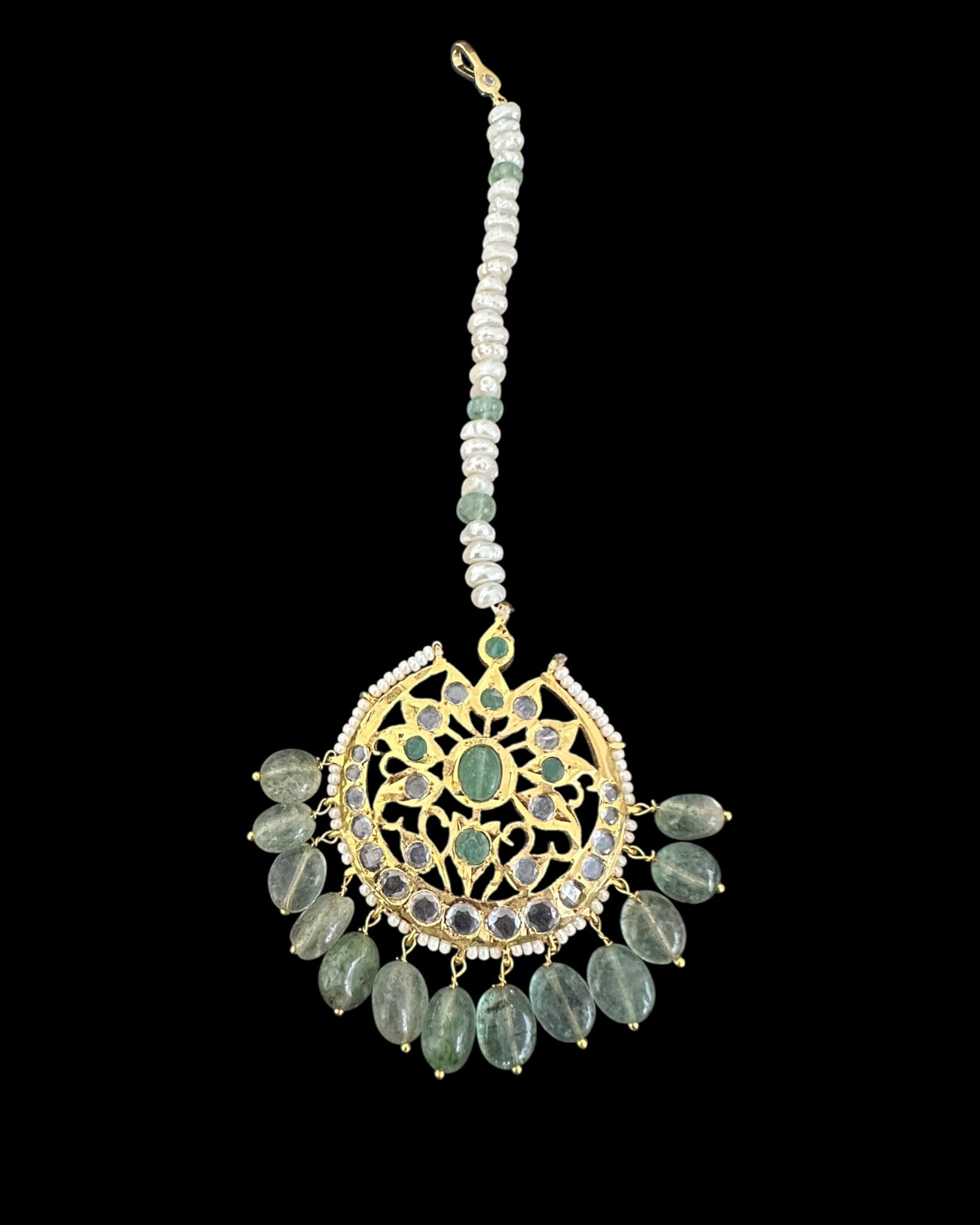 BR498 Insia bridal jadavi lacha satlada set in emeralds , ( READY TO SHIP )