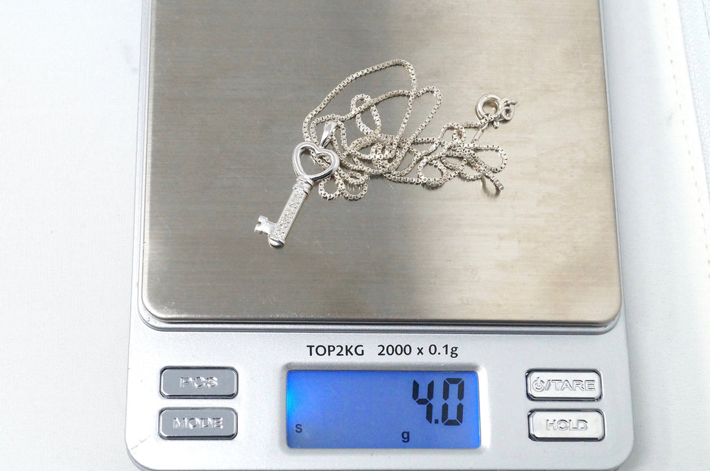 Vintage Diamond Heart Key "Key To My Heart" Sterling Silver Necklace 20"