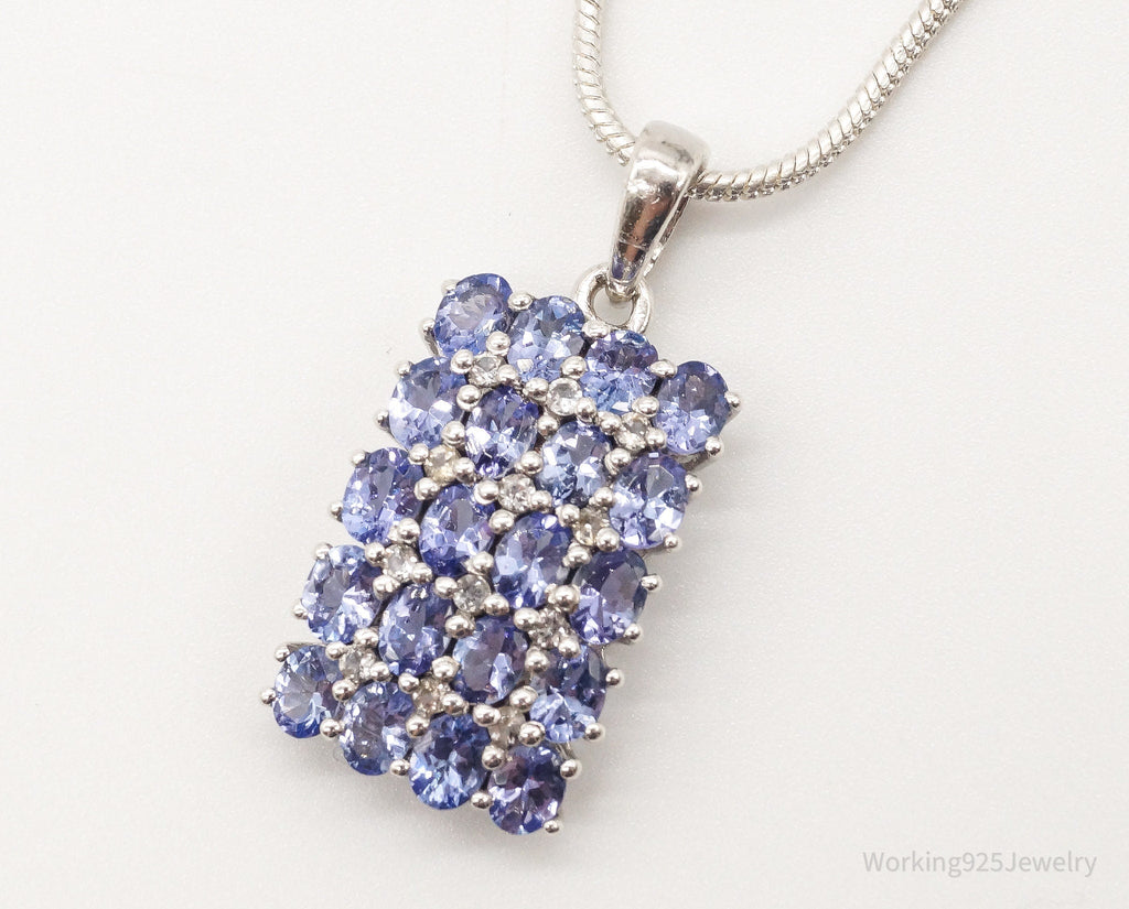 Vintage Designer TGGC Iolite Cubic Zirconia Sterling Silver Necklace