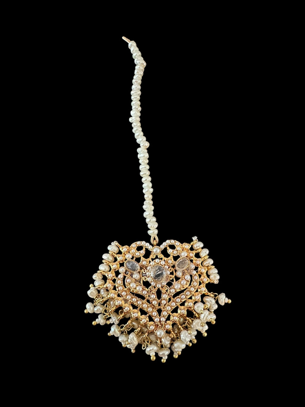 RAABYA fresh water pearl bridal choker set with earrings tika ( SHIPS IN 3 WEEKS )