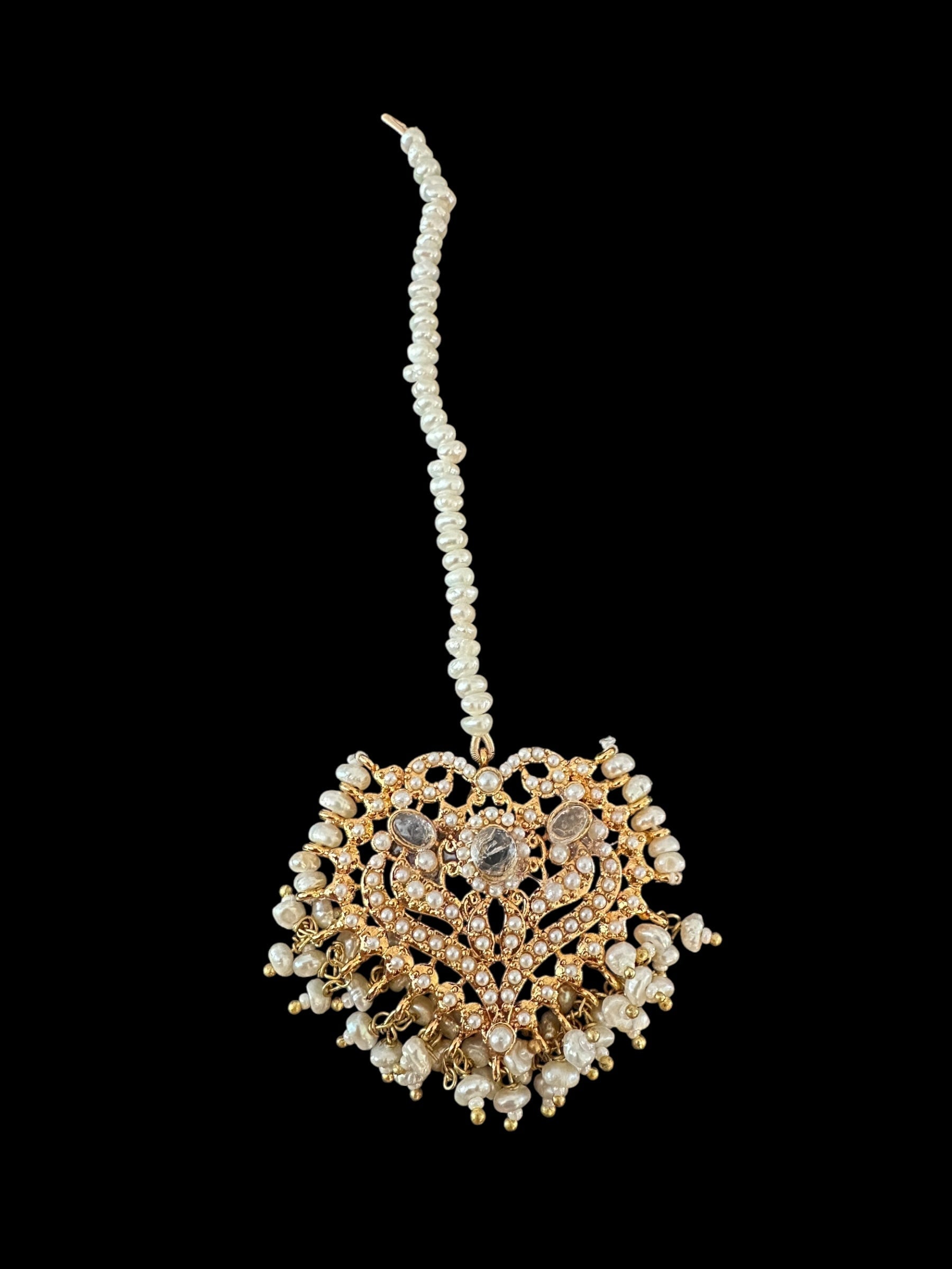 RAABYA fresh water pearl bridal choker set with earrings tika ( SHIPS IN 3 WEEKS )