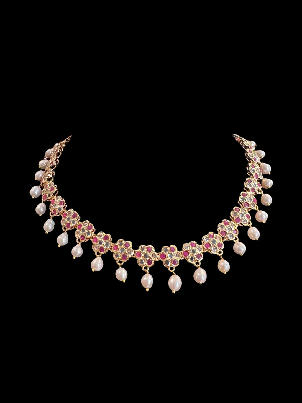 DNS188 Meenaz fresh water pearl necklace set (SHIPS IN 2 WEEKS )
