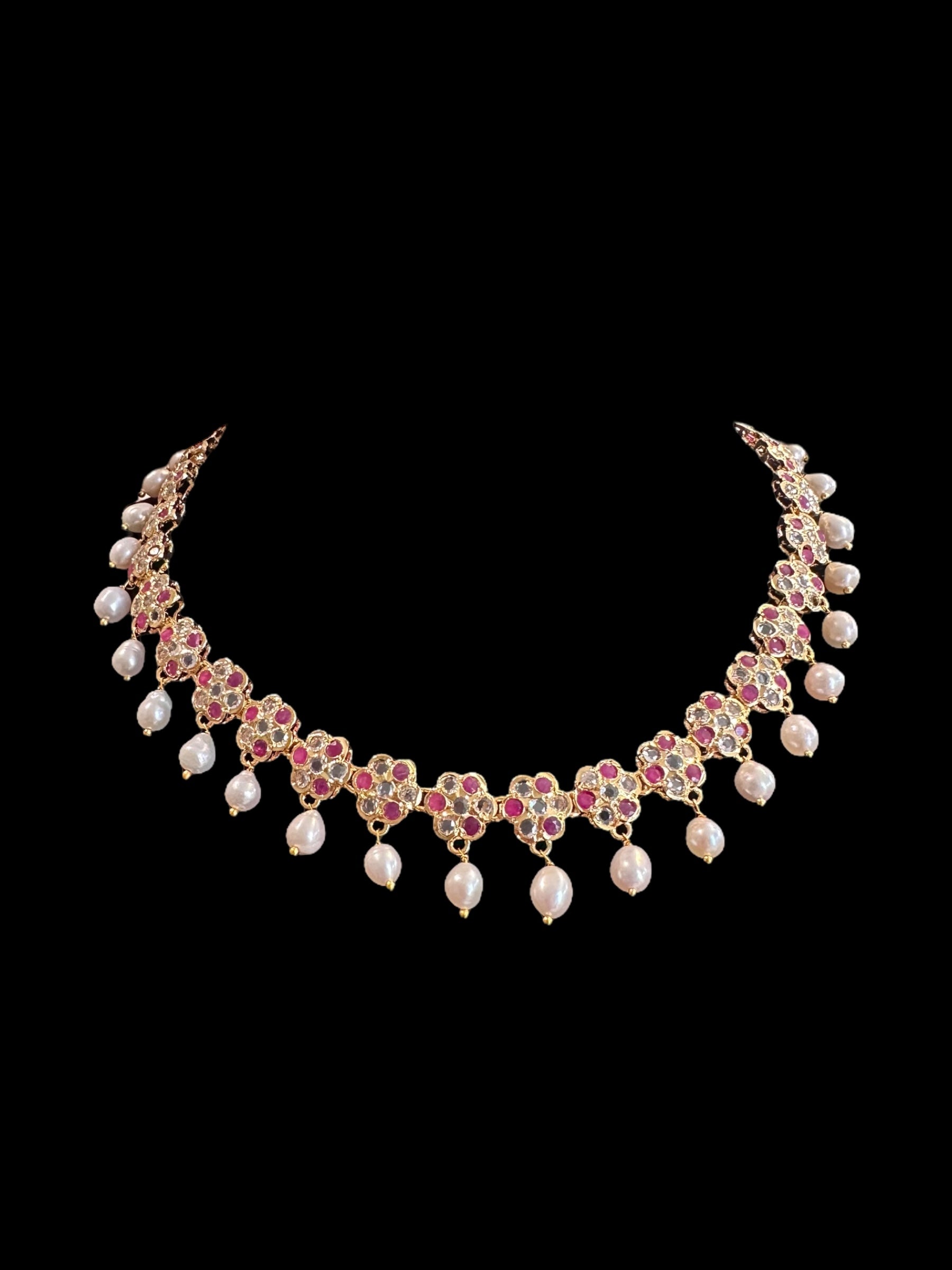 DNS188 Meenaz fresh water pearl necklace set (SHIPS IN 2 WEEKS )