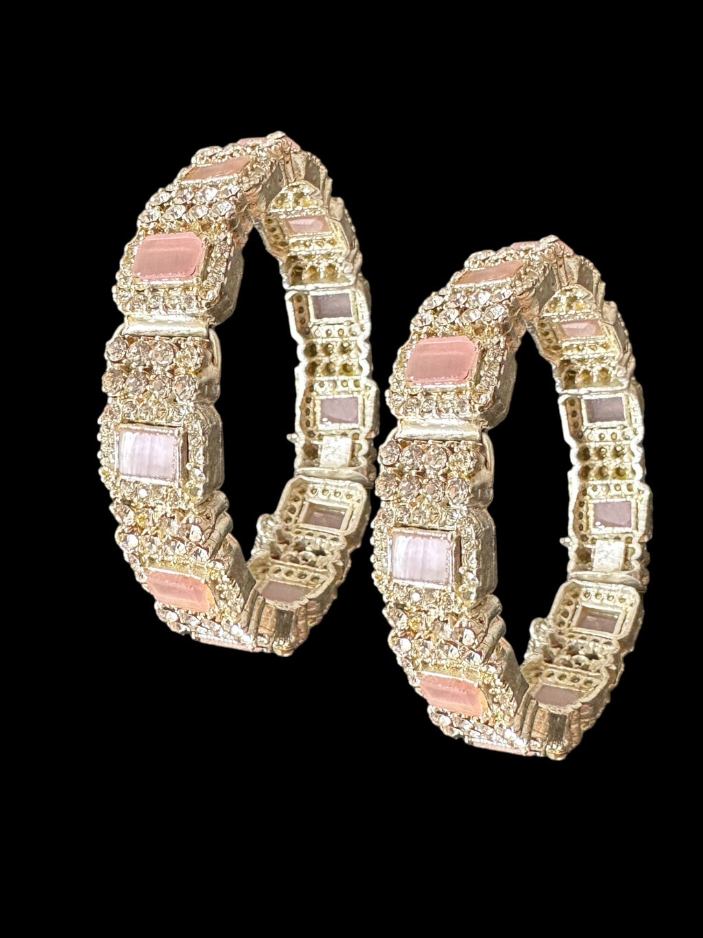 B187 Anisa bangles -pink , silver plated (READY TO SHIP)