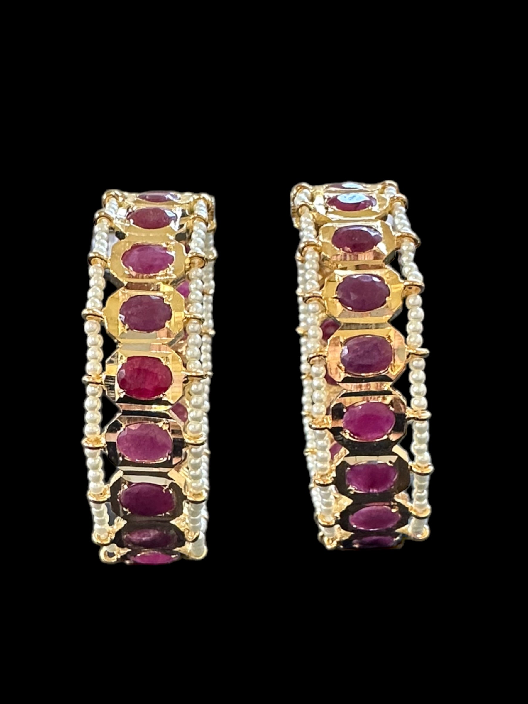 B156 Hyderabadi gold plated bangles in Ruby ( SHIPS IN 4 WEEKS )
