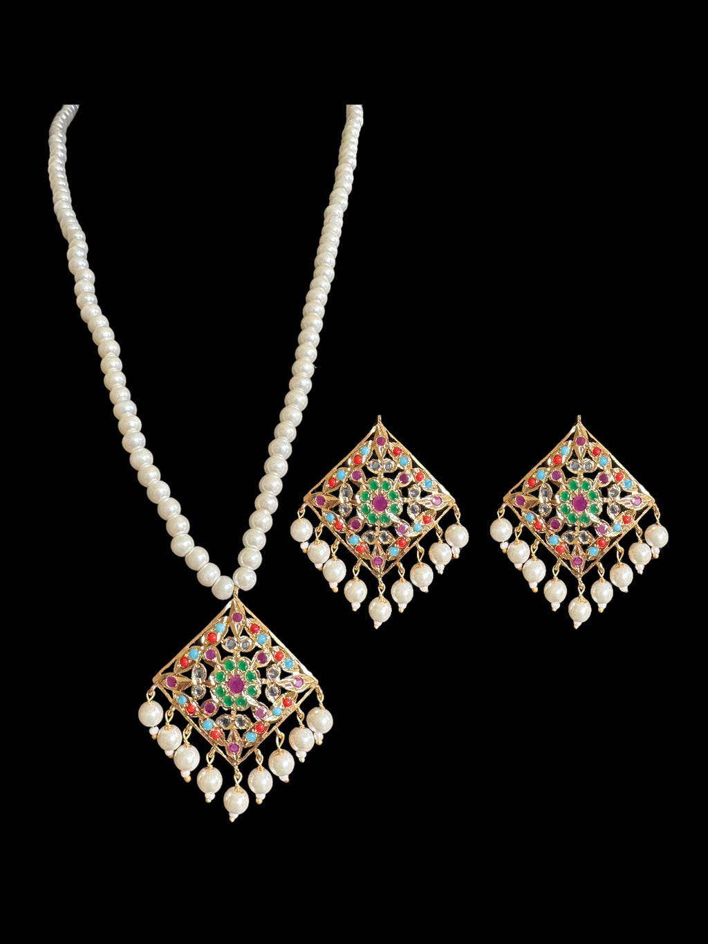 PS423 Aani pendant set (Navratan) (SHIPS IN 3 WEEKS )