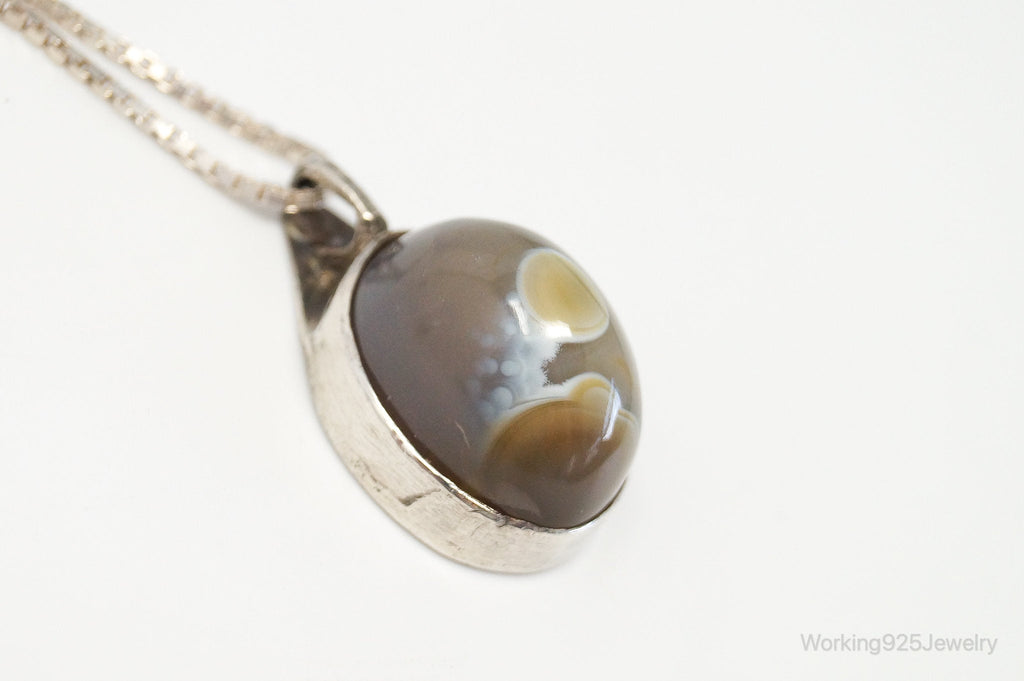 Vintage Agate Sterling Silver Necklace
