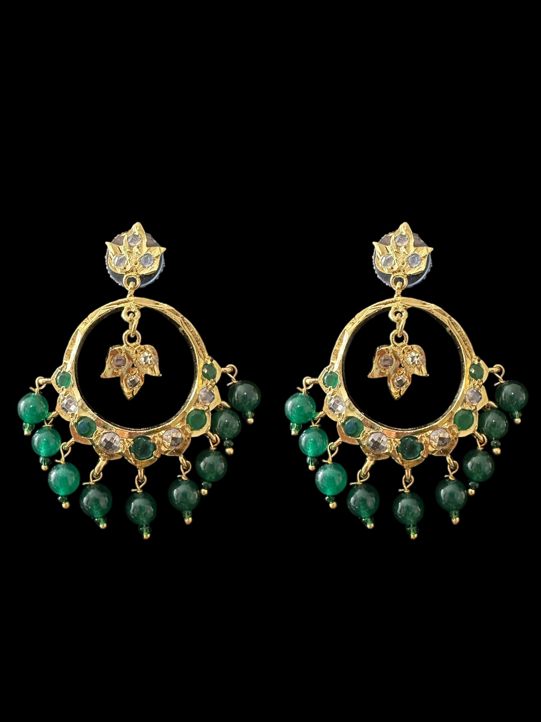 PS512 Tirmani with chandbali in green beads ( SHIPS IN 2 WEEKS  )