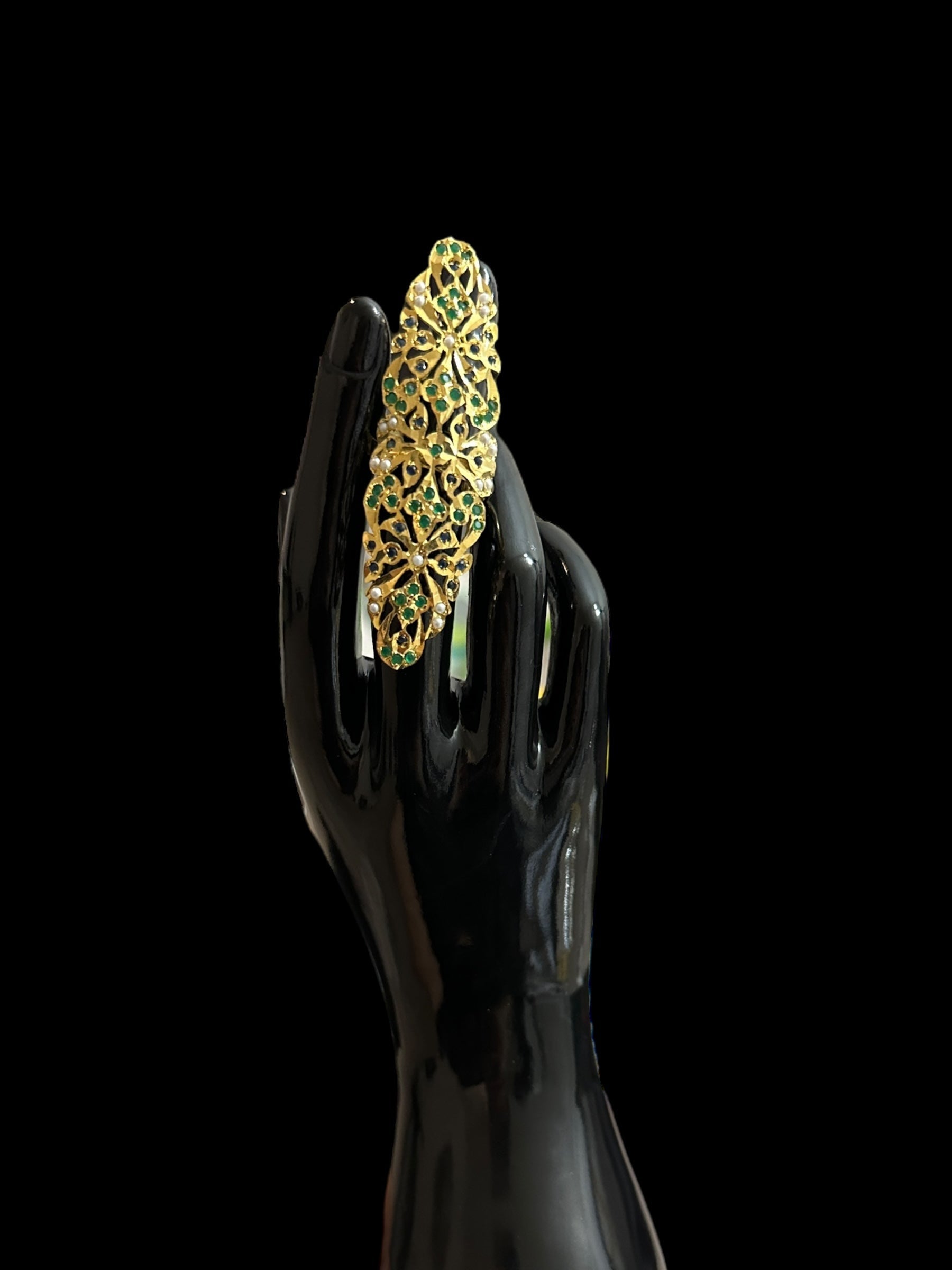 DJR52 Oversized Jadau pearl ring(blue green    ) ( READY TO SHIP)