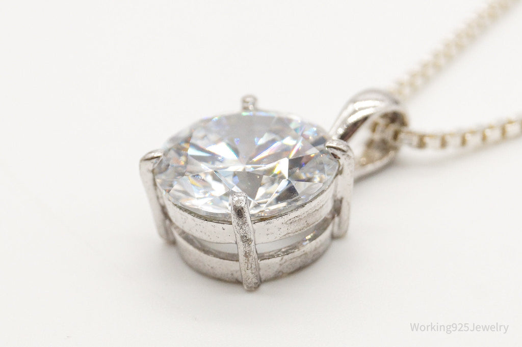 Vintage Large Cubic Zirconia Sterling Silver Necklace