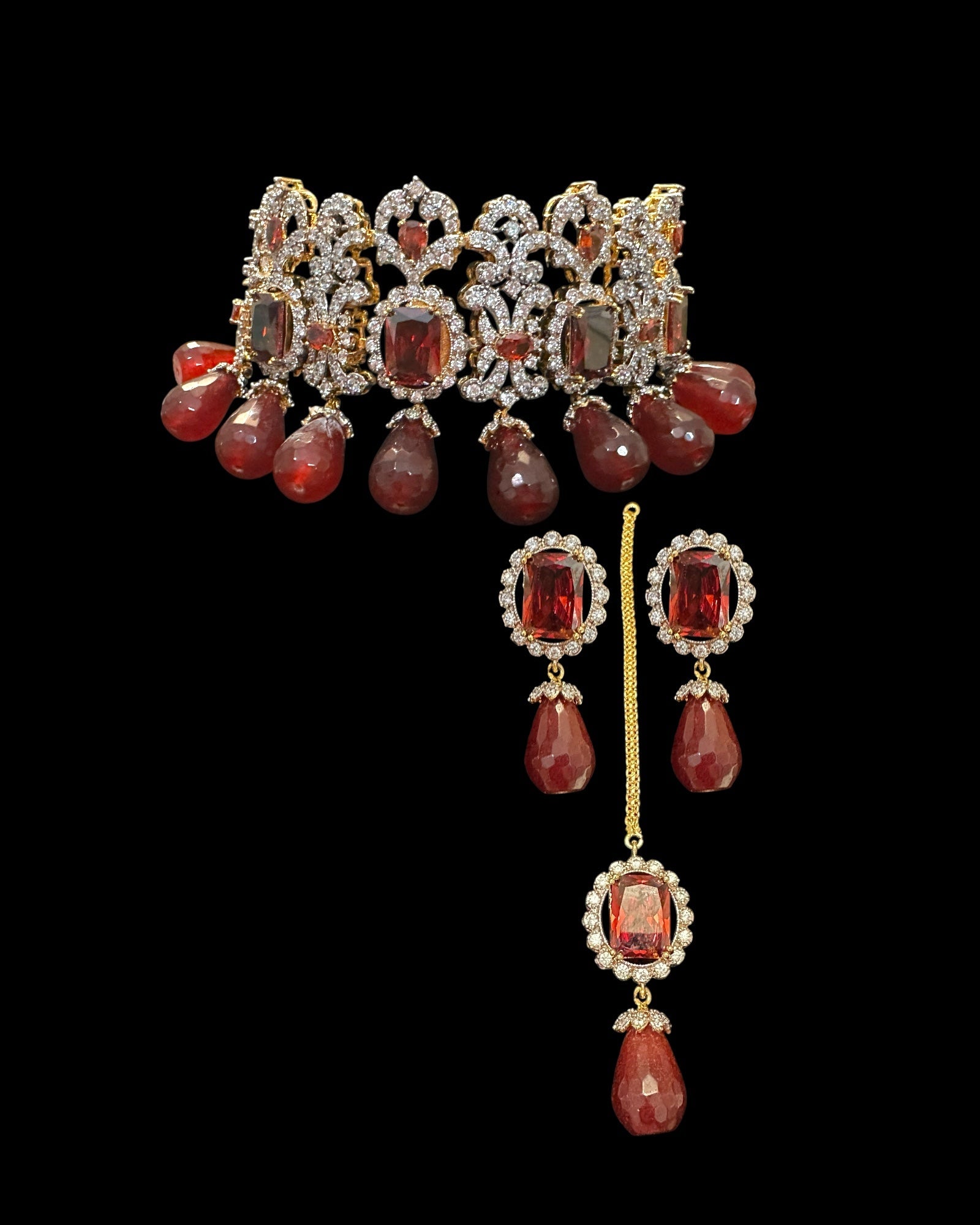 BR504 Arzoo garnet choker set   ( READY TO SHIP )