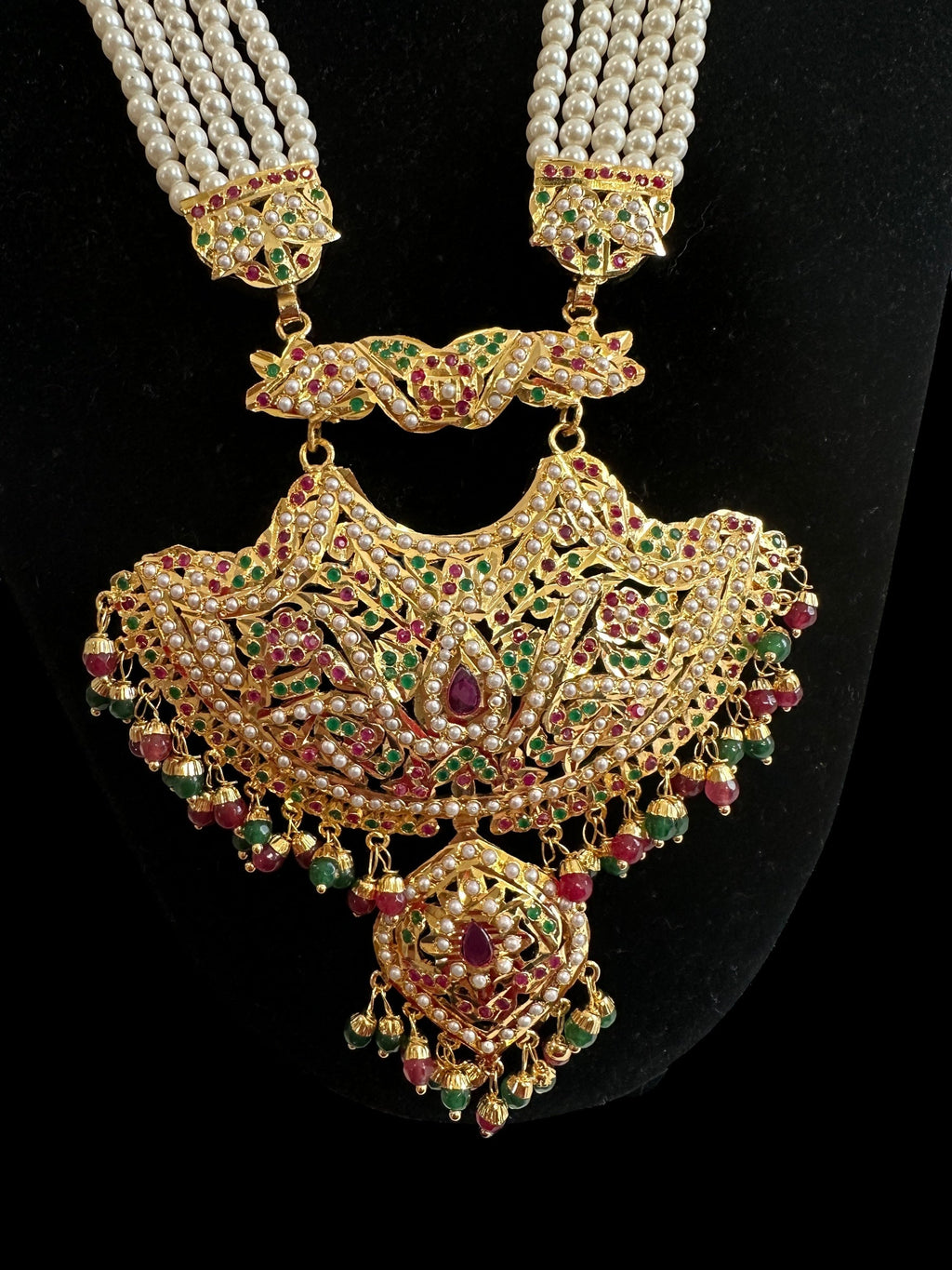 DLN87 Yashvi jadau rani haar in ruby emerald ( READY TO SHIP )