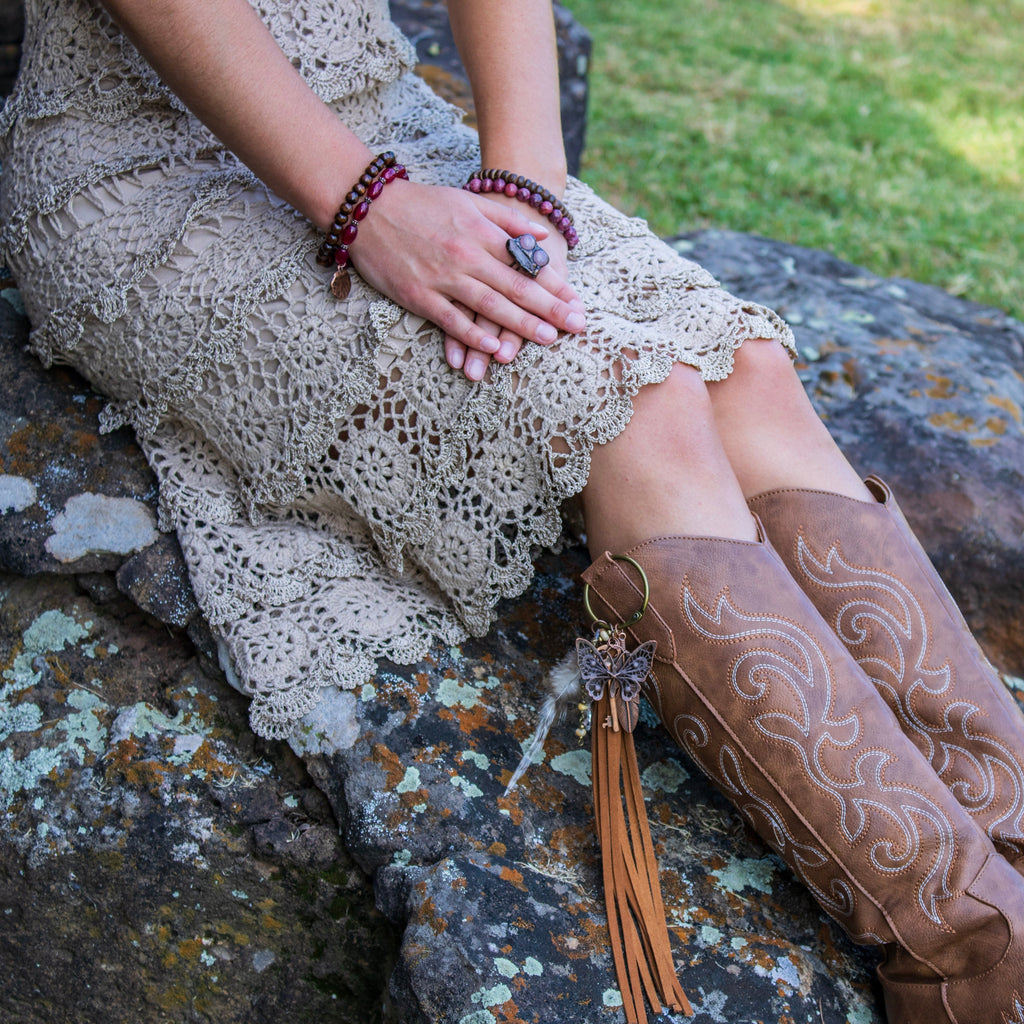 Genuine Rose Quartz Ring in a Copper Setting 012ff