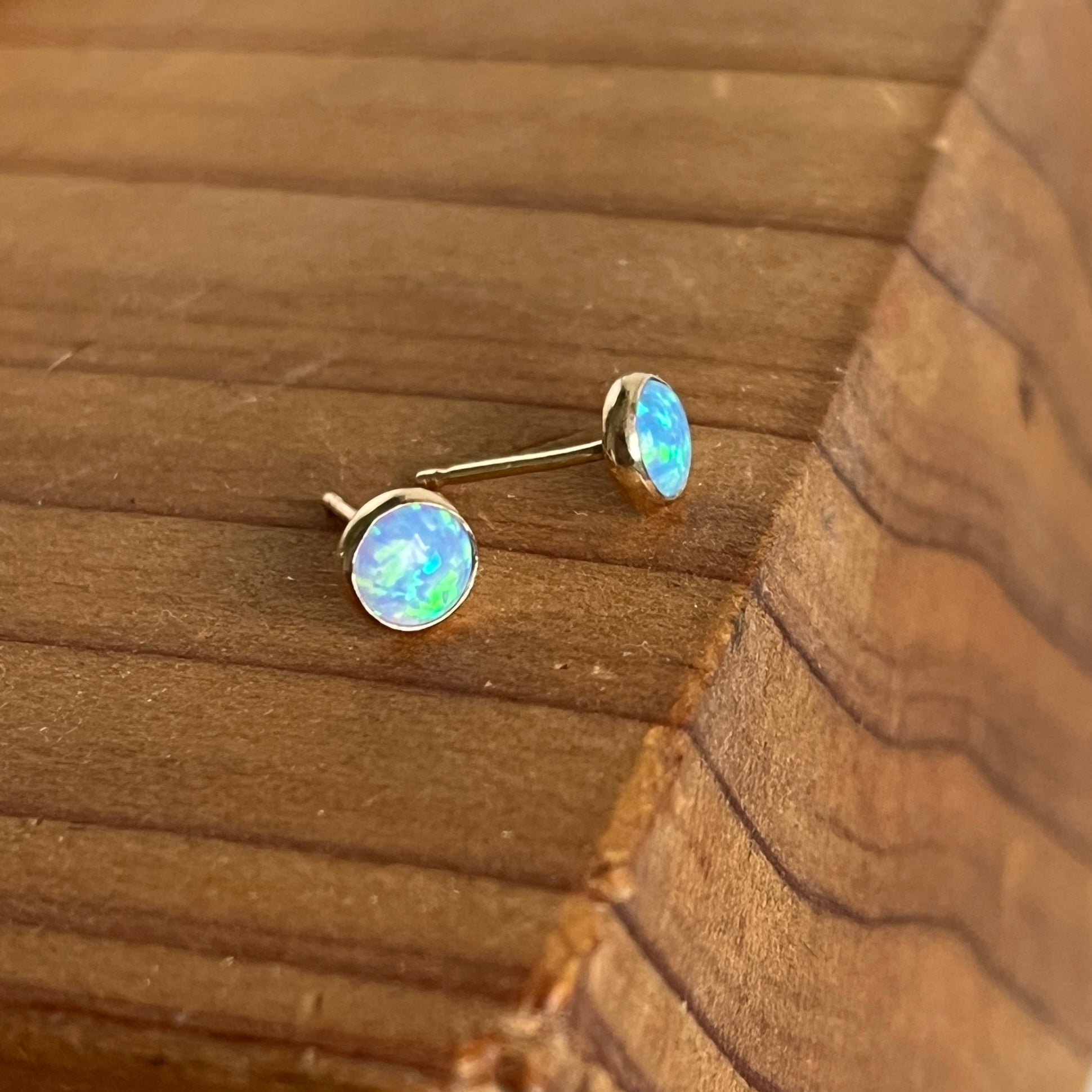BLUE OPAL STUD EARRINGS