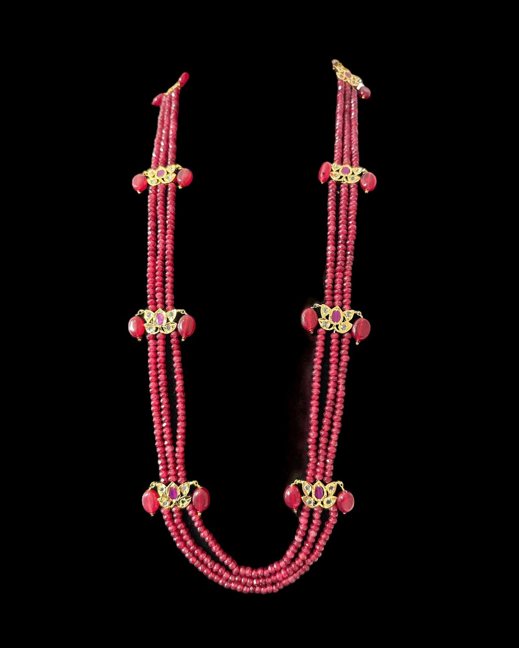 LN64 Raina Ruby  beads  necklace (SHIPS IN 3 WEEKS )