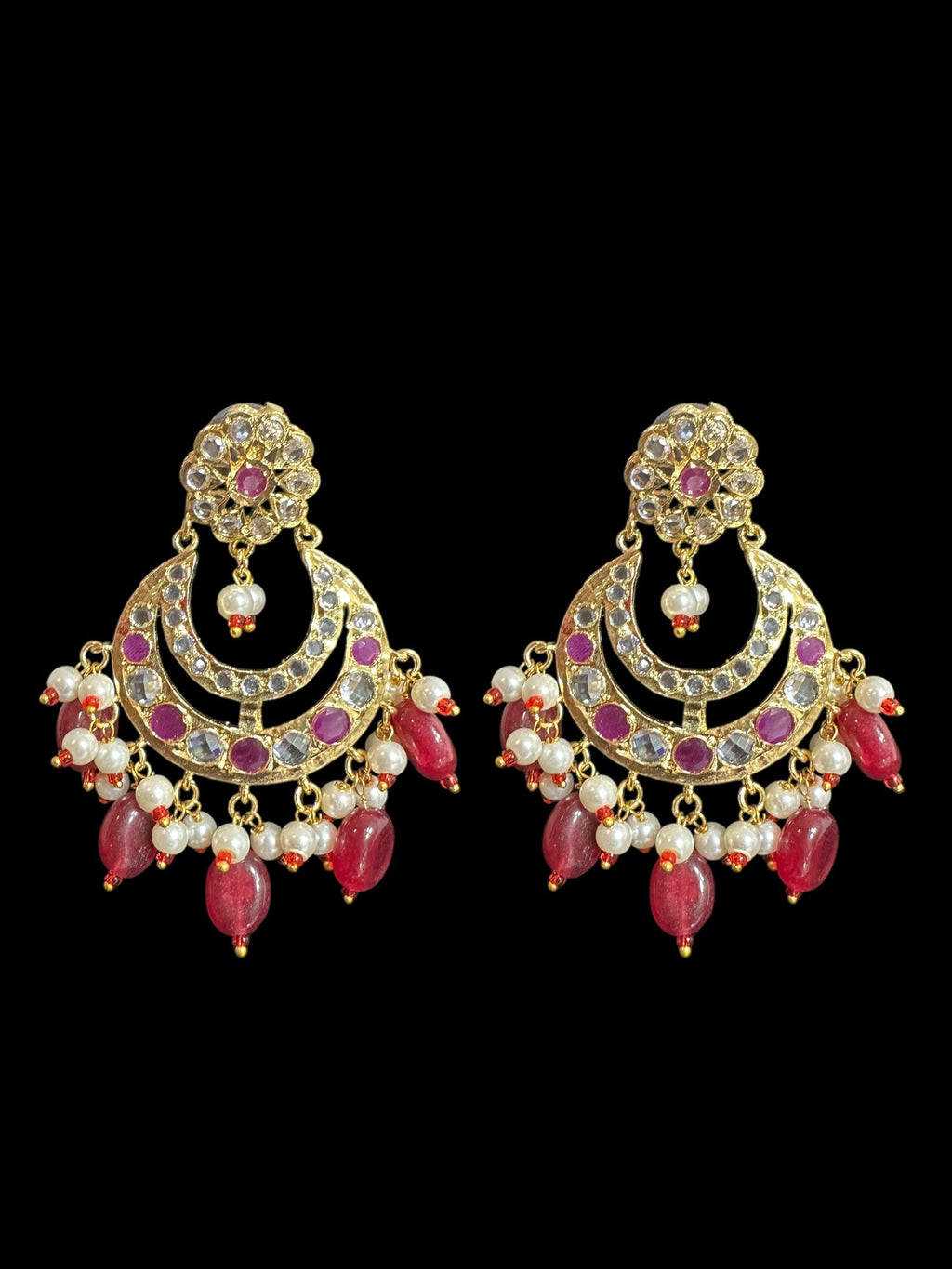 BR474 Waniya hyderabadi bridal set in red / ruby ( READY TO SHIP )