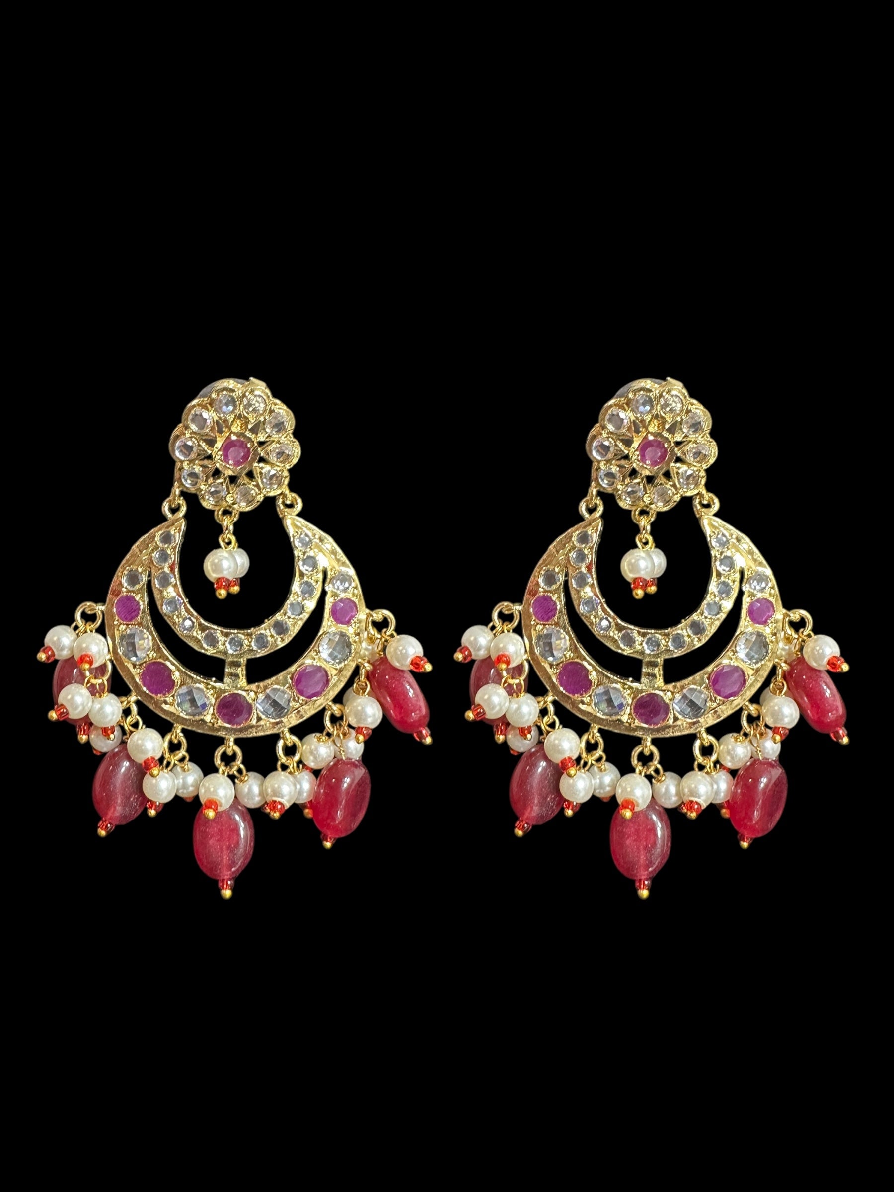BR474 Waniya hyderabadi bridal set in red / ruby ( READY TO SHIP )