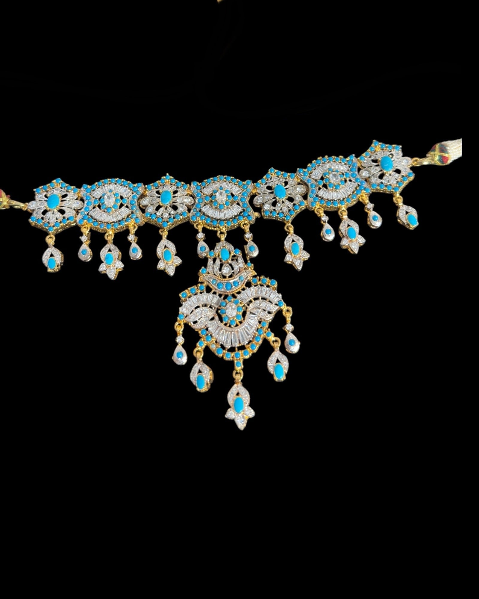 C545 Azeeza Feroza zircon choker with earrings ( SHIPS IN 4 WEEKS )