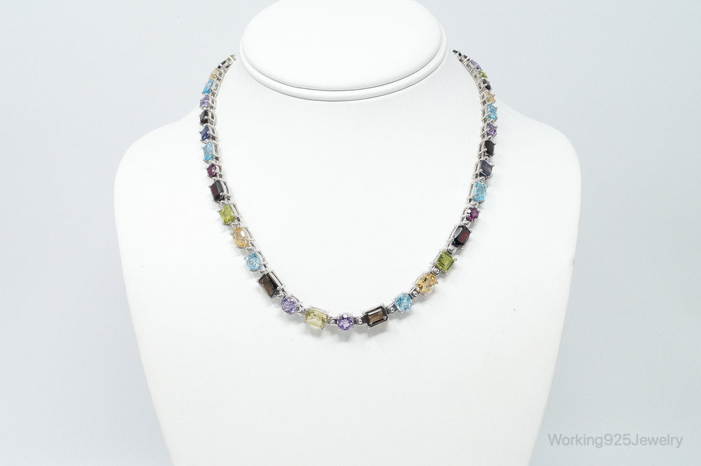 Vintage Multi Stone Sterling Silver Necklace