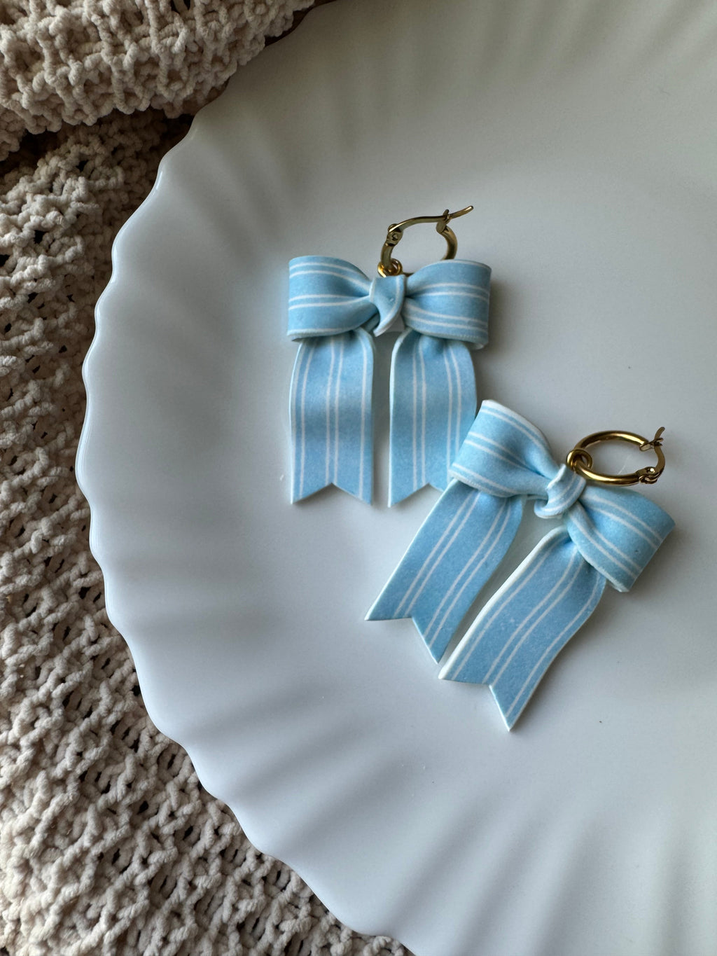 Blue Pinstripe Bows