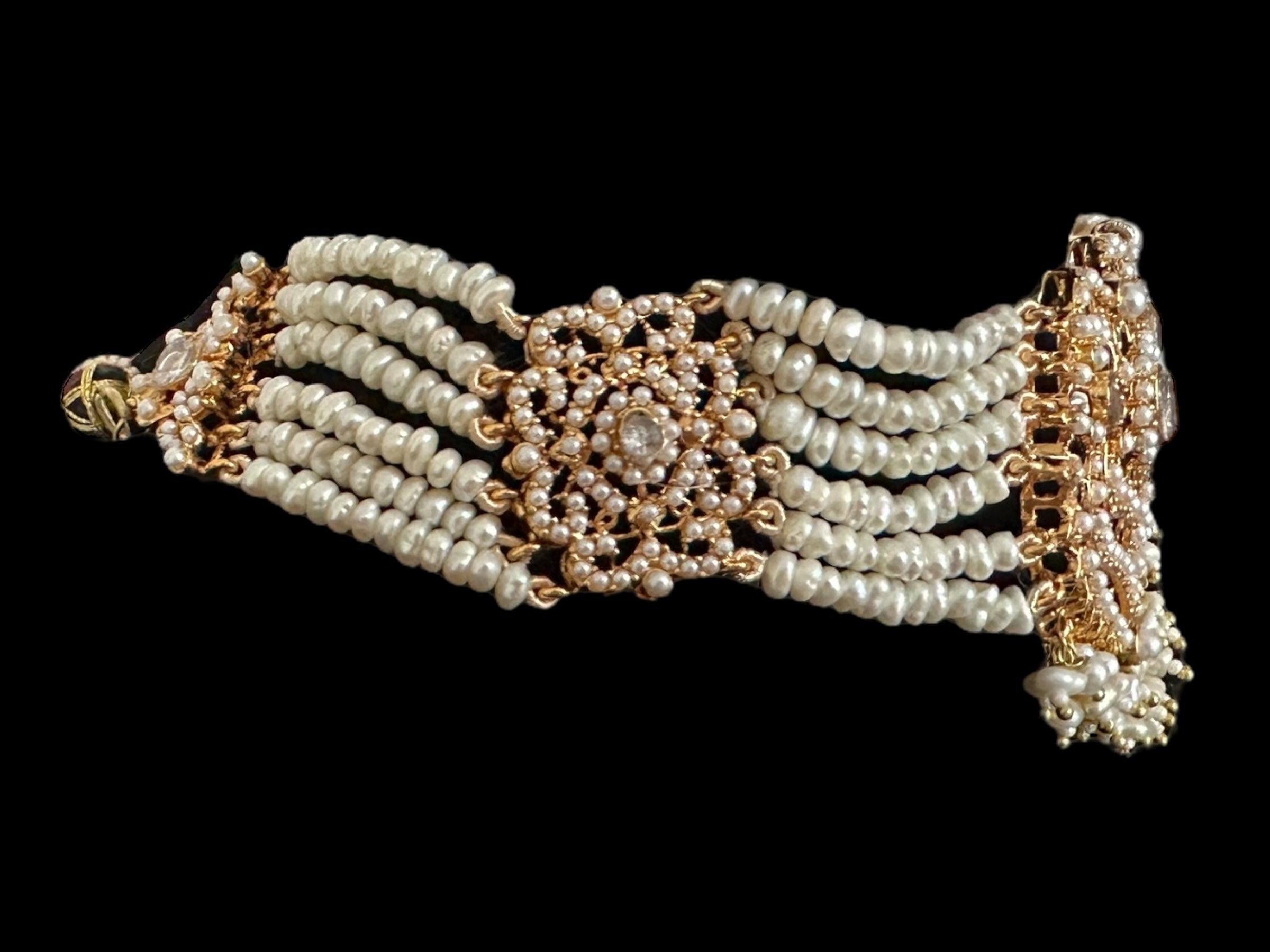 RAABYA fresh water pearl bridal choker set with earrings tika ( SHIPS IN 3 WEEKS )