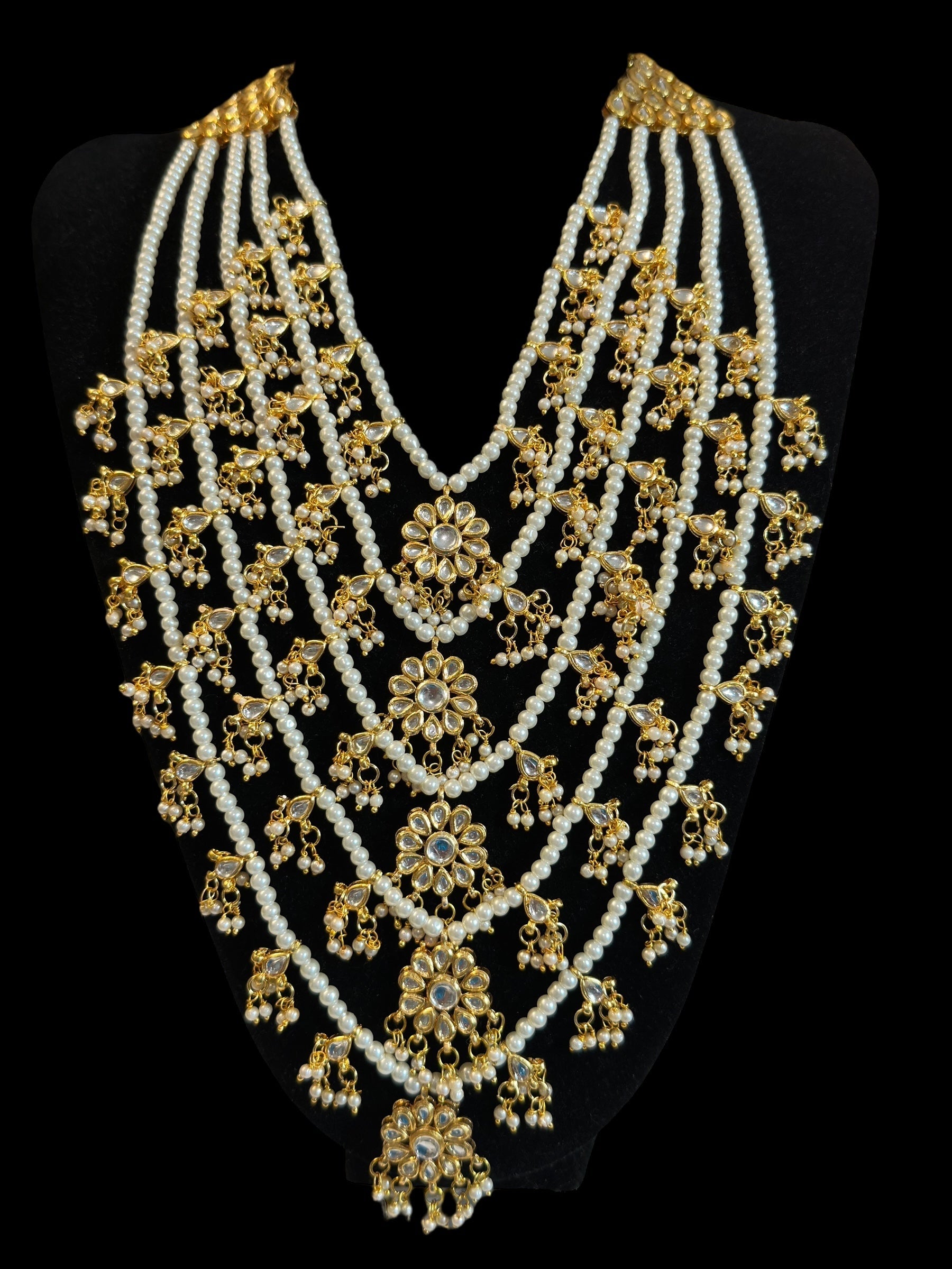 SAT110 ANSA 5 layer satlada in kundan and pearls ( READY TO SHIP )
