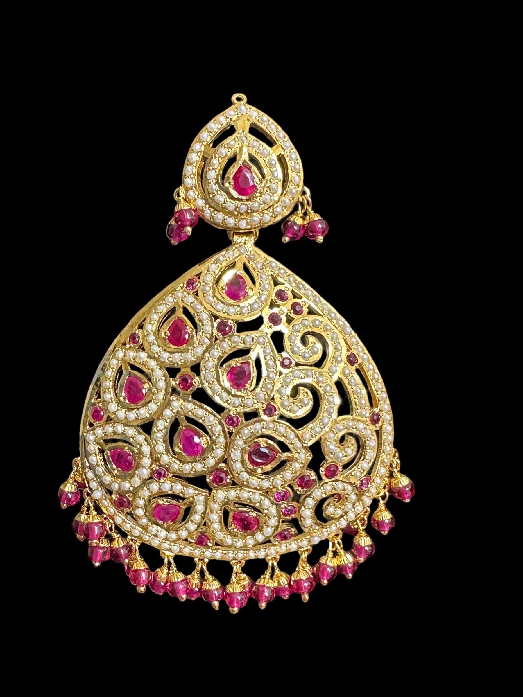 Ruby pearl gold plated silver earrings ( READY TO SHIP )