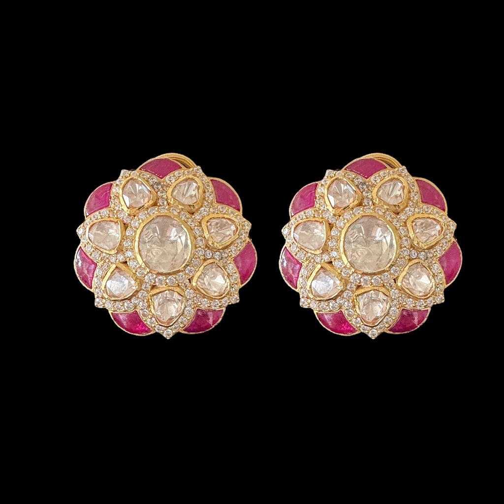 Moissanite gold plated silver earrings ( READY TO SHIP )