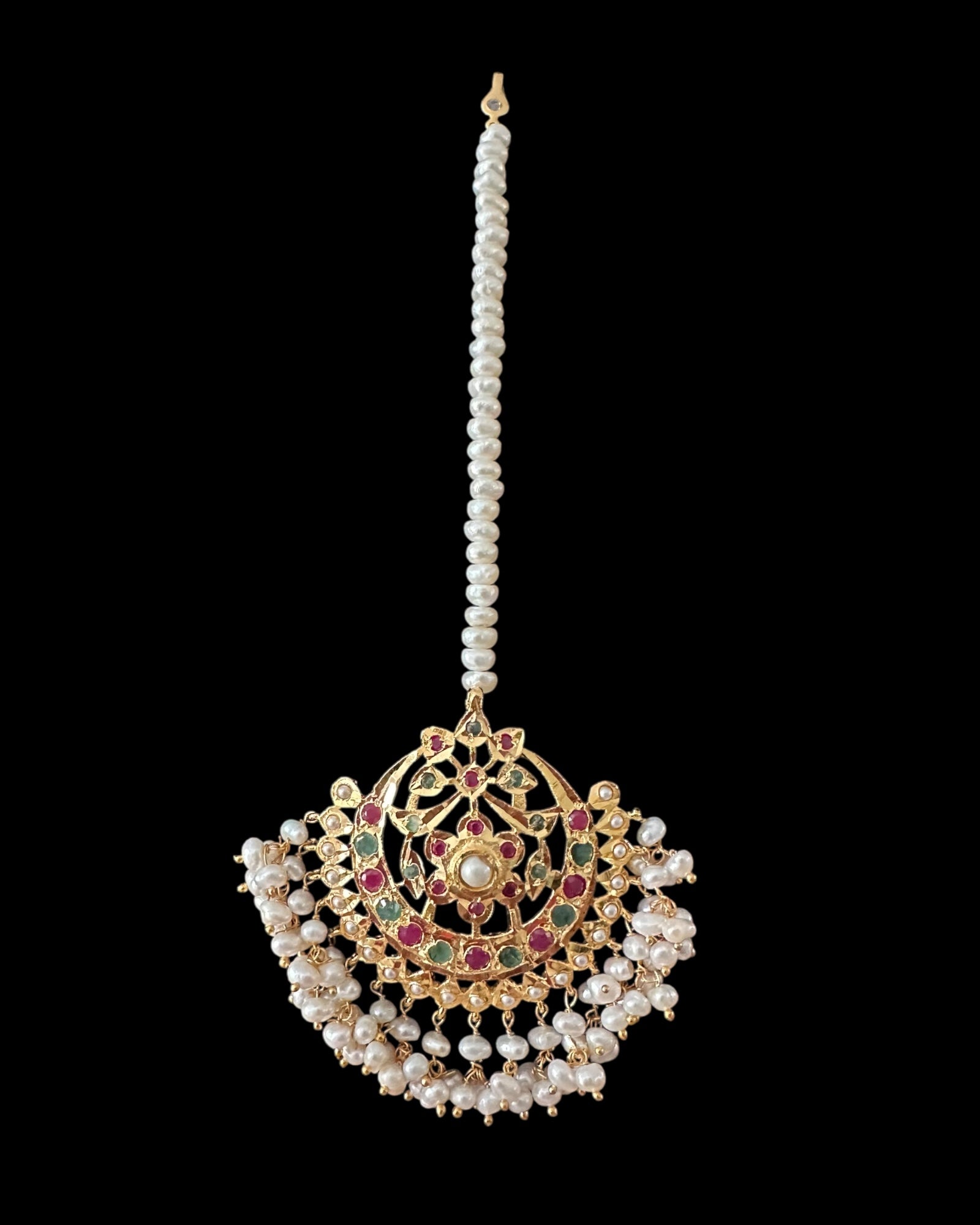 Viya bridal set in natural pearls , rubies and emeralds ( SHIPS IN 4 WEEKS)