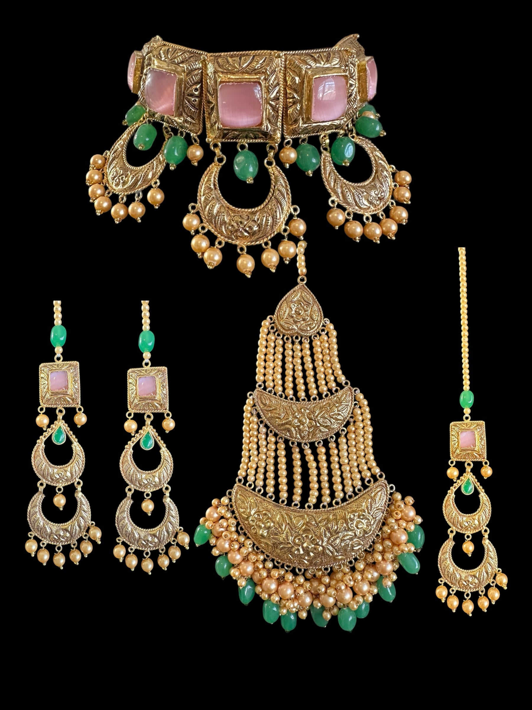 BR484 Amala bridal set in antique finish ( READY TO SHIP )