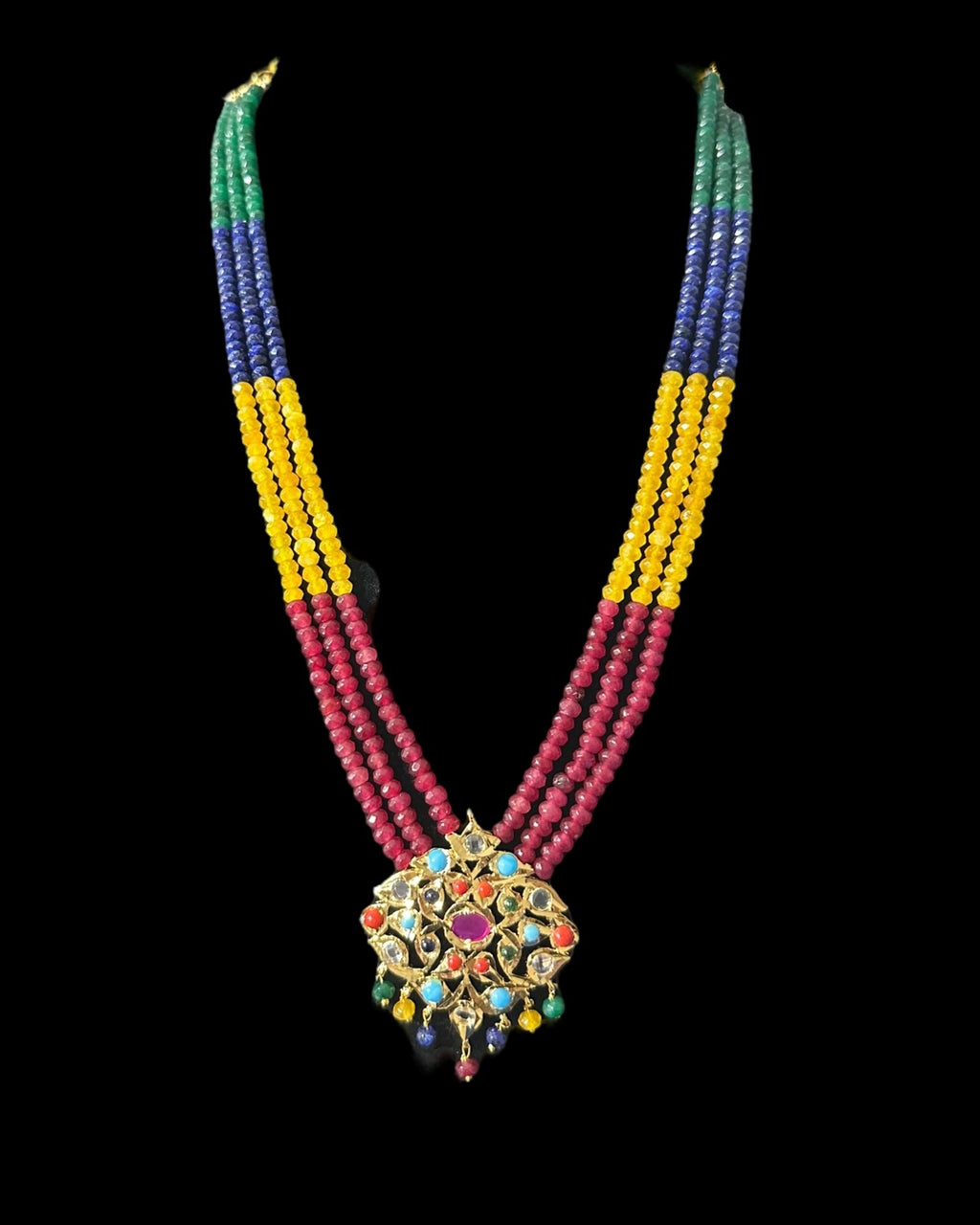 NS214 Meeraj necklace set ( navratan   ) ( READY TO SHIP )