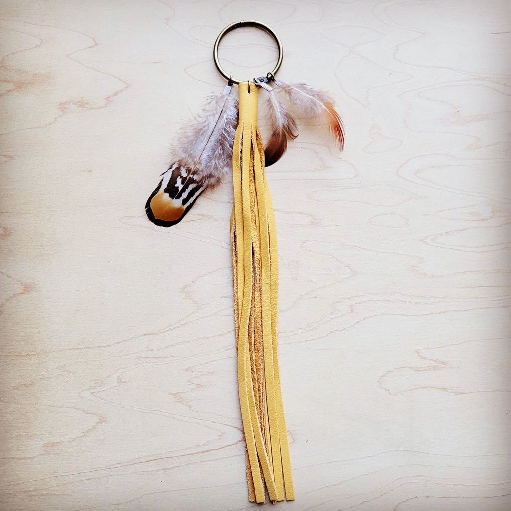 Boho Western Boot Bling Charm with Leather Fringe 500d