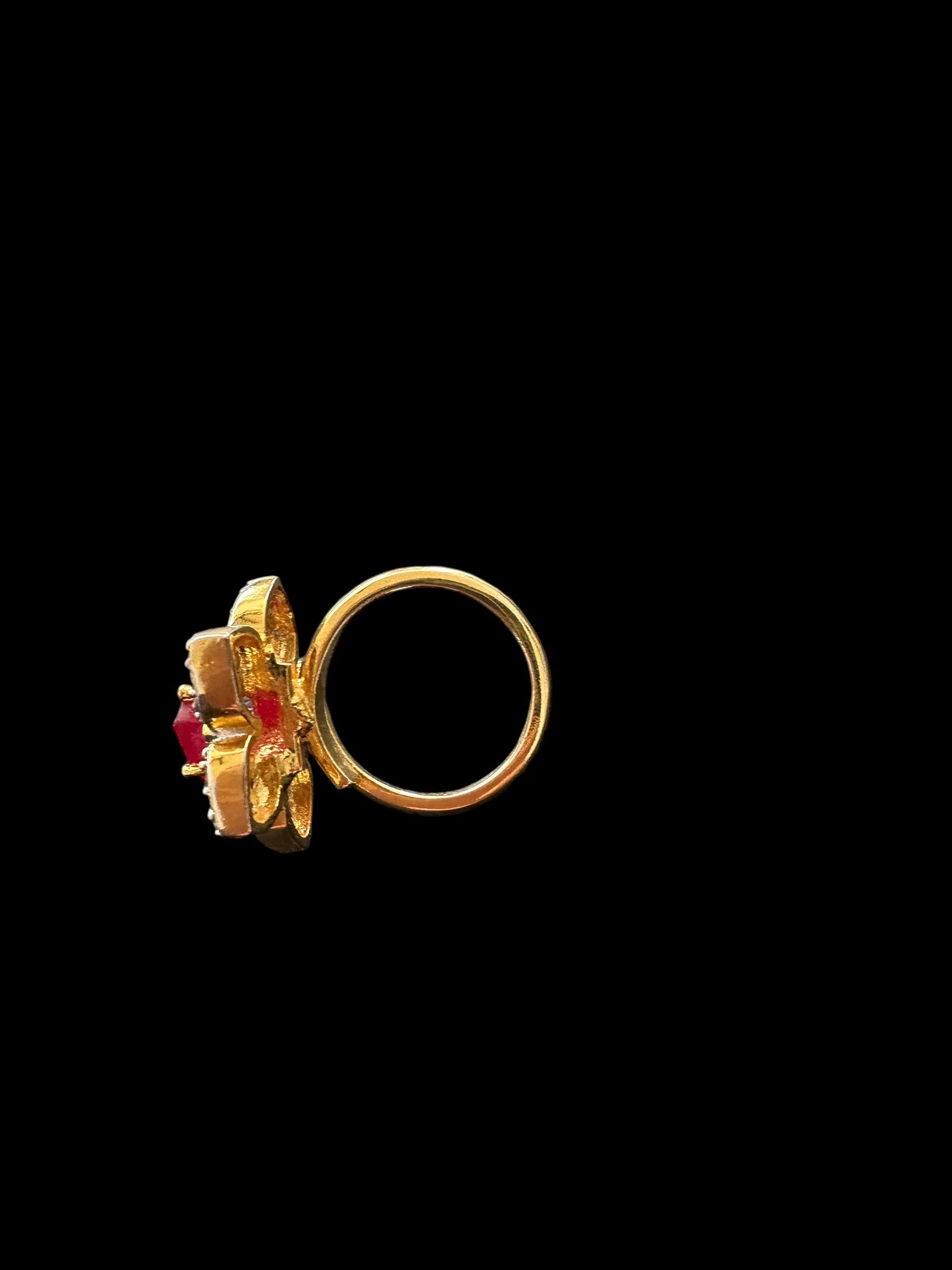 DJR136  Cz gold plated  ring - Ruby( READY TO SHIP)