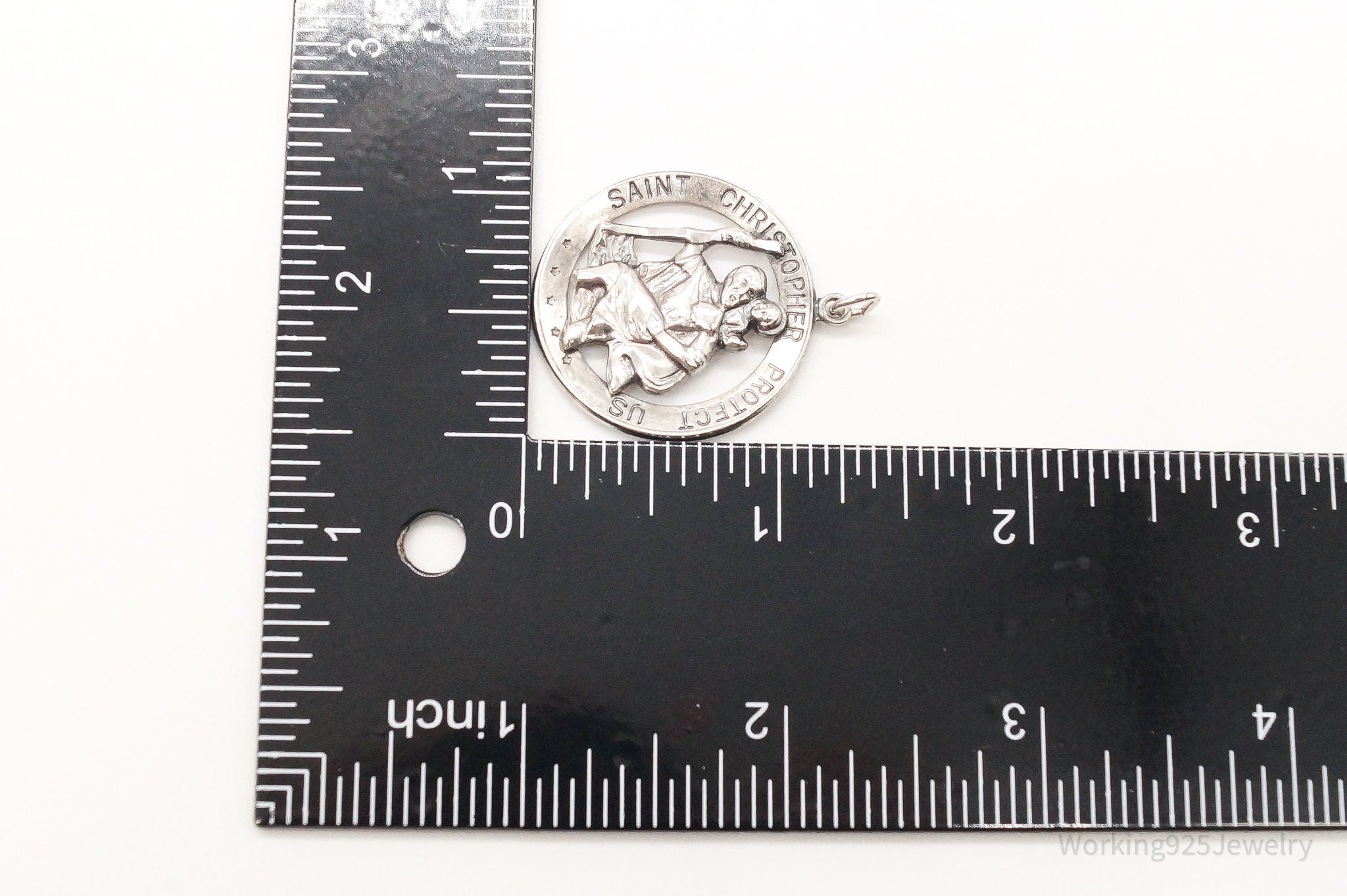 Antique Theda Saint Christopher Protect Us Sterling Silver Pendant