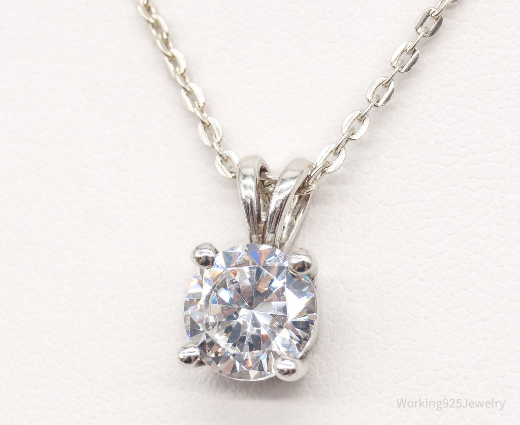 Vintage Large Cubic Zirconia DQCZ Sterling Silver Necklace