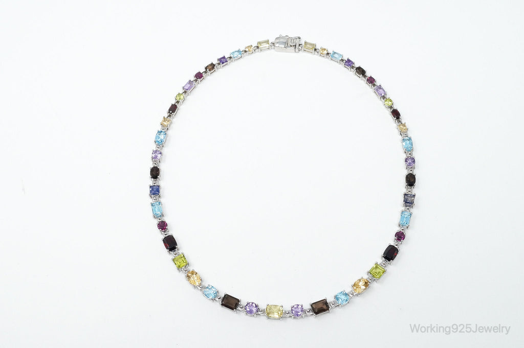 Vintage Multi Stone Sterling Silver Necklace